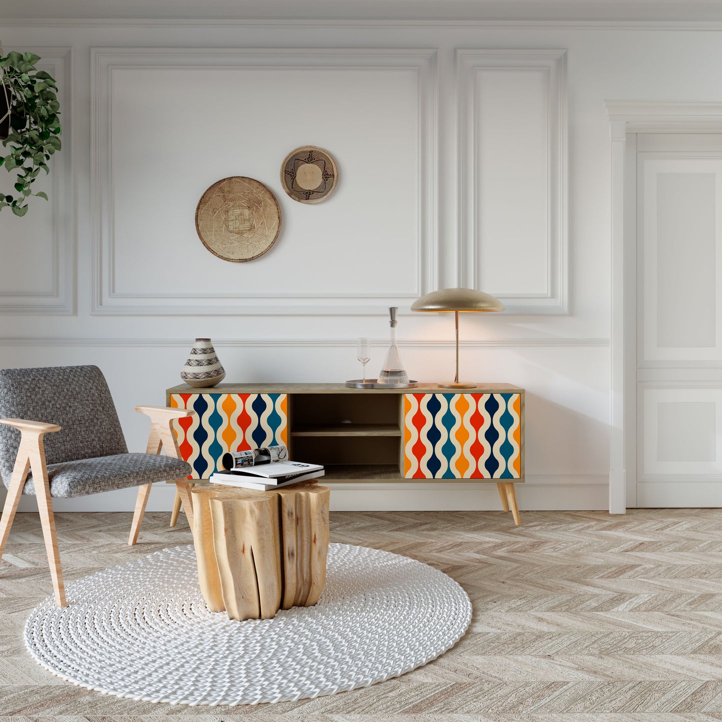 Mobile TV a 2 ante COLORFUL NOSTALGIA in effetto rovere