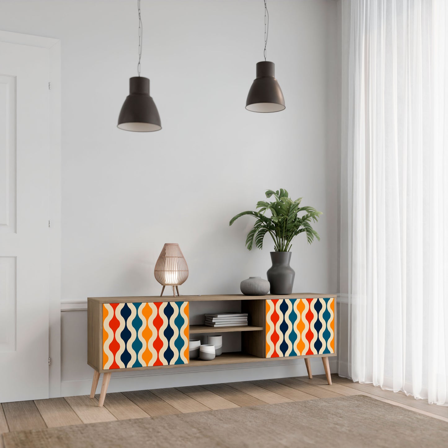 Mobile TV a 2 ante COLORFUL NOSTALGIA in effetto rovere