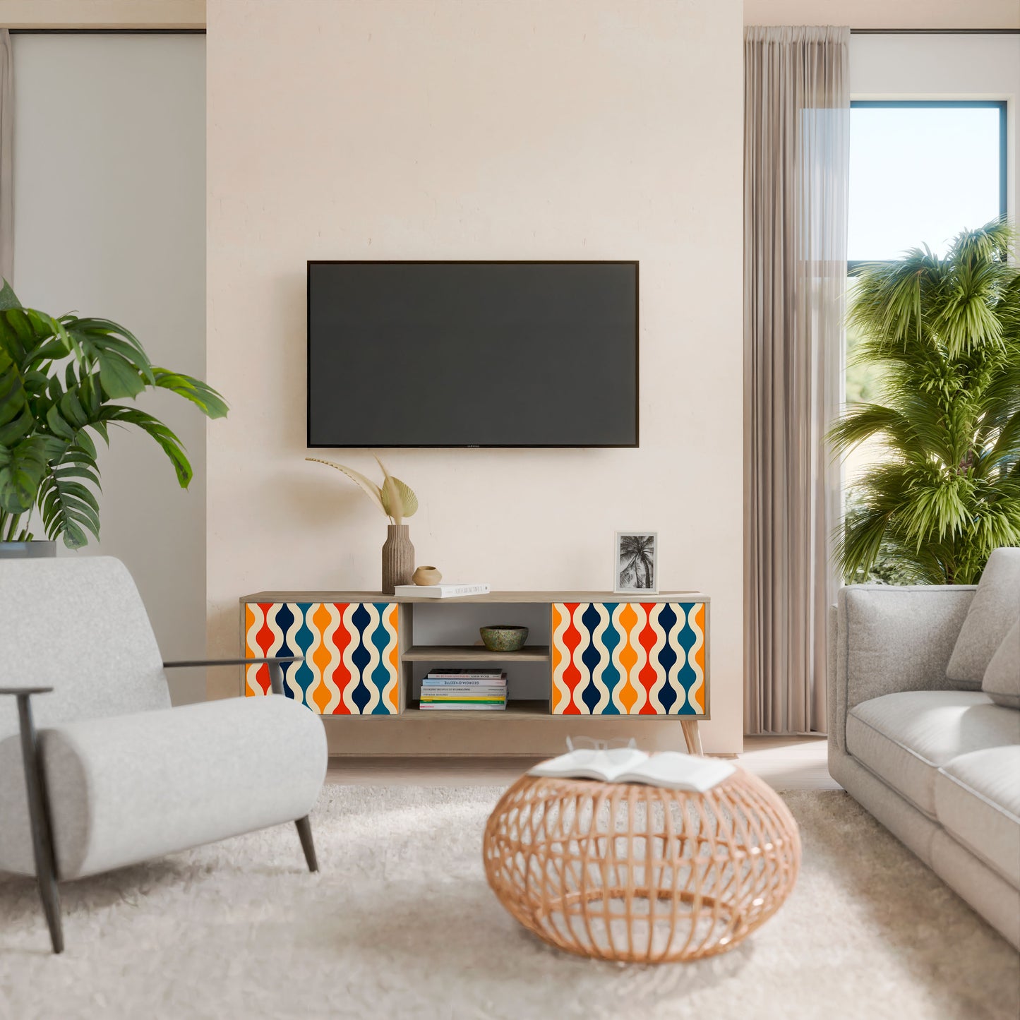 Mobile TV a 2 ante COLORFUL NOSTALGIA in effetto rovere