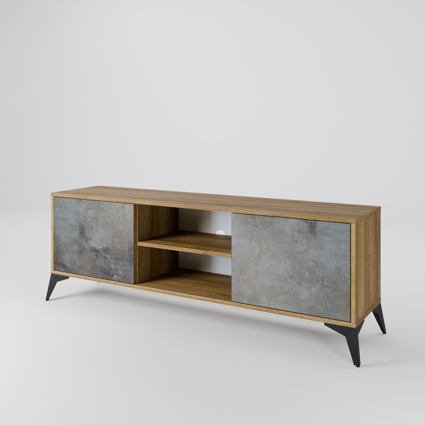 Mobile TV a 2 ante CONCRETE WALL in effetto rovere