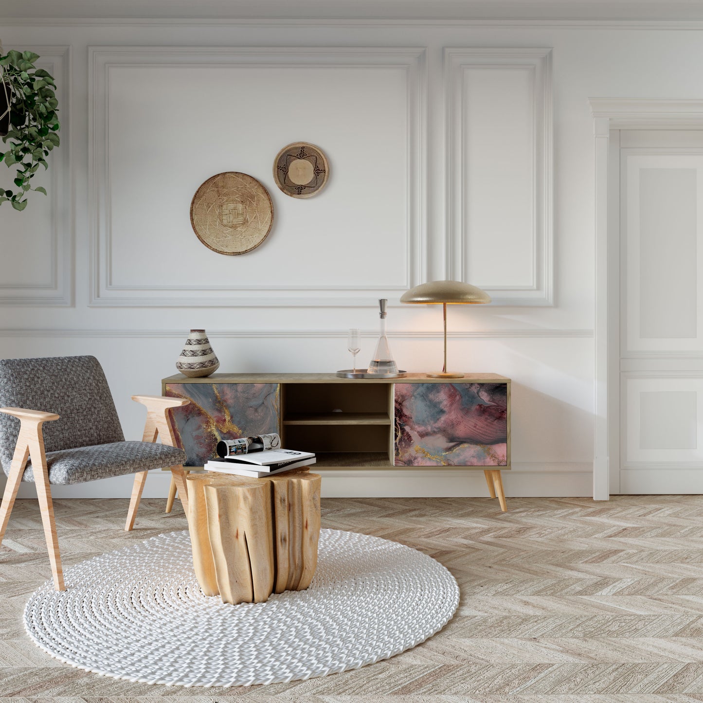 GOLDEN TIDES Mobile TV a 2 ante in effetto rovere