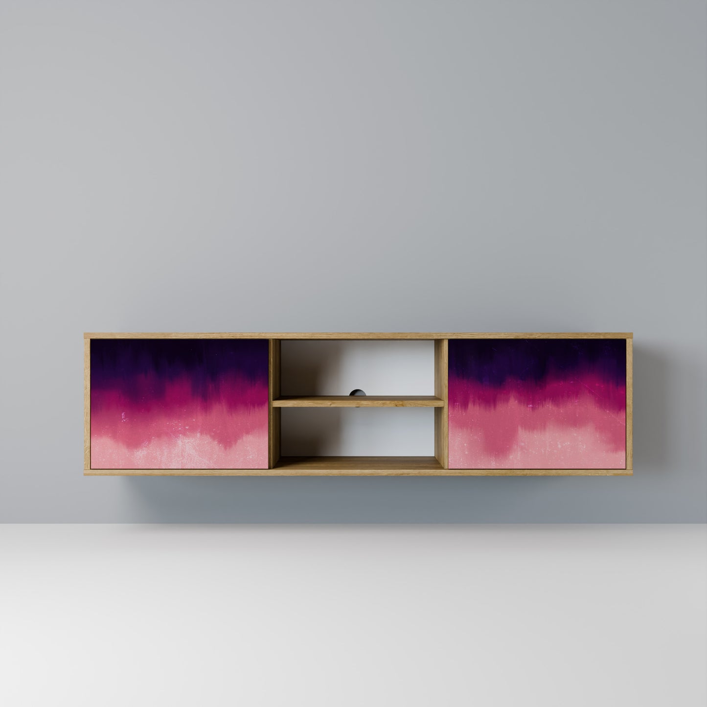 AURORA BOREALIS 2-Door TV Stand in Oak Effect