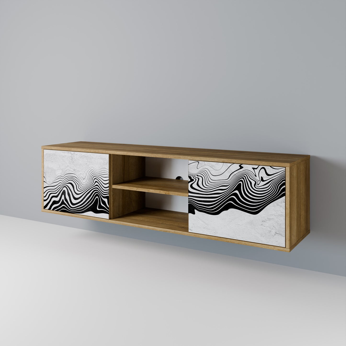 MONOCHROME MIRAGE 2-Door TV Stand in Oak Effect
