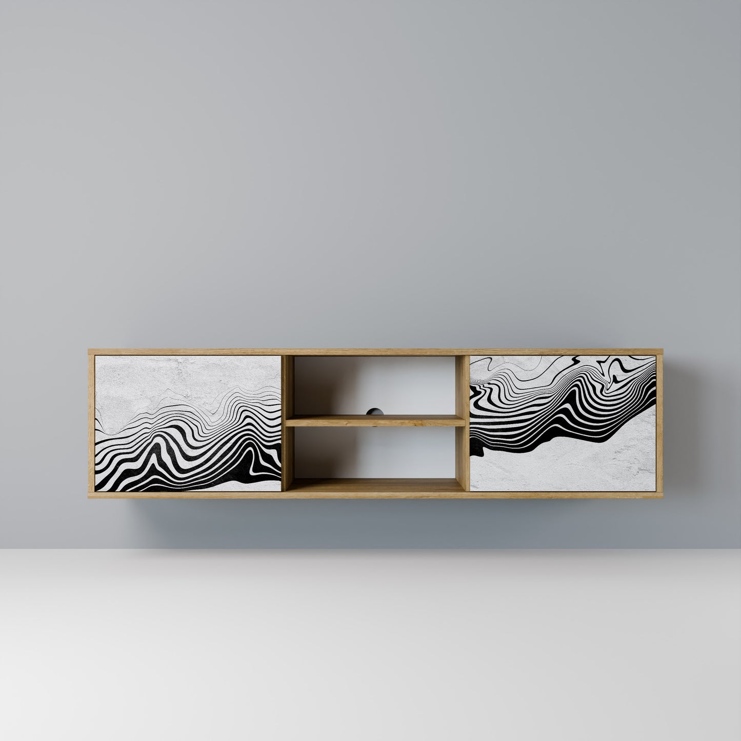 MONOCHROME MIRAGE 2-Door TV Stand in Oak Effect