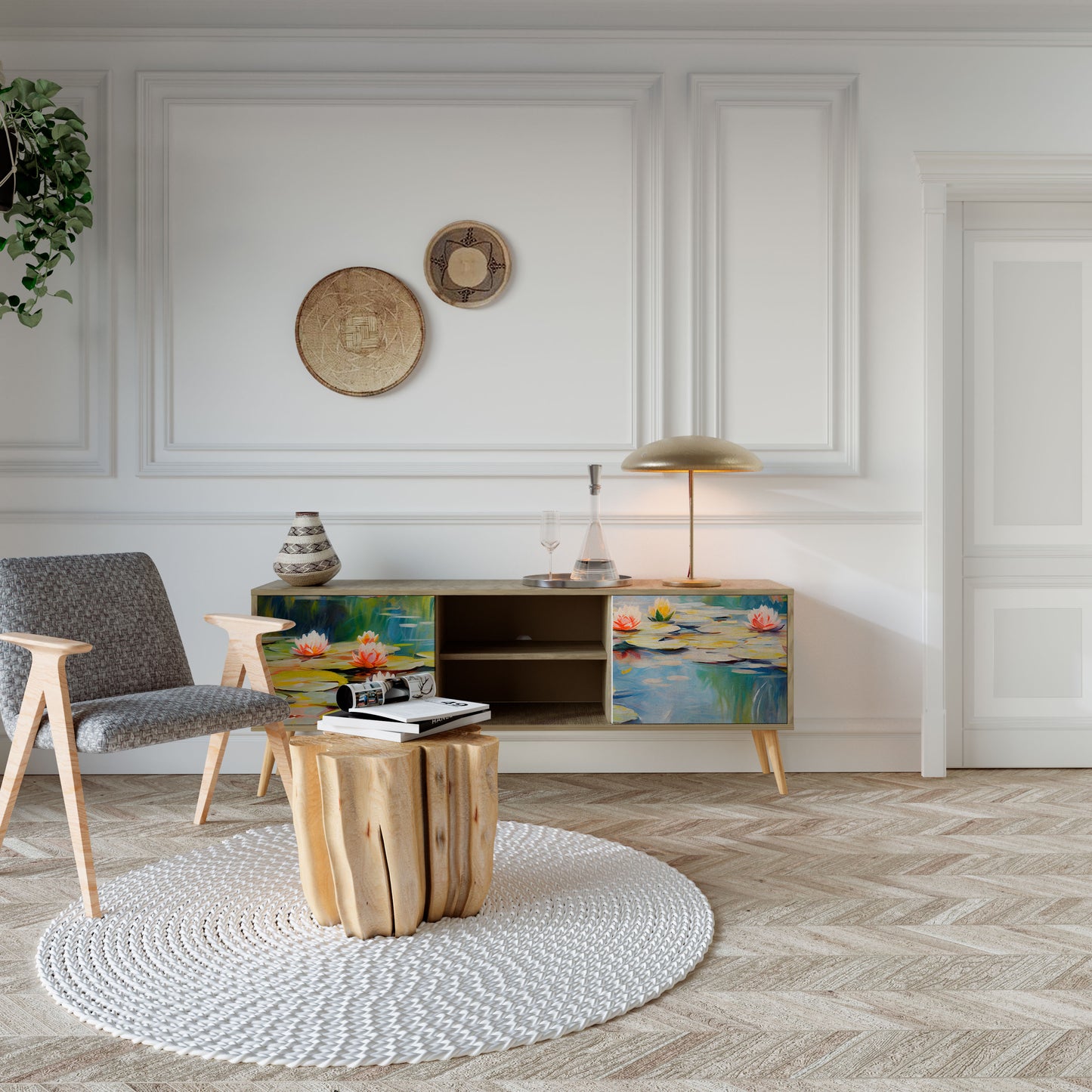 Mobile TV BLOOMING WATERS a 2 ante effetto rovere