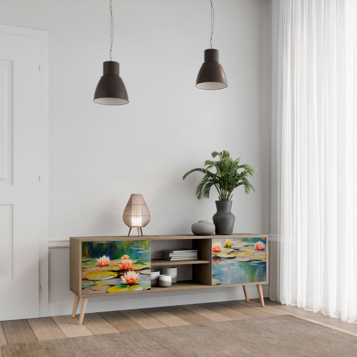 Mobile TV BLOOMING WATERS a 2 ante effetto rovere