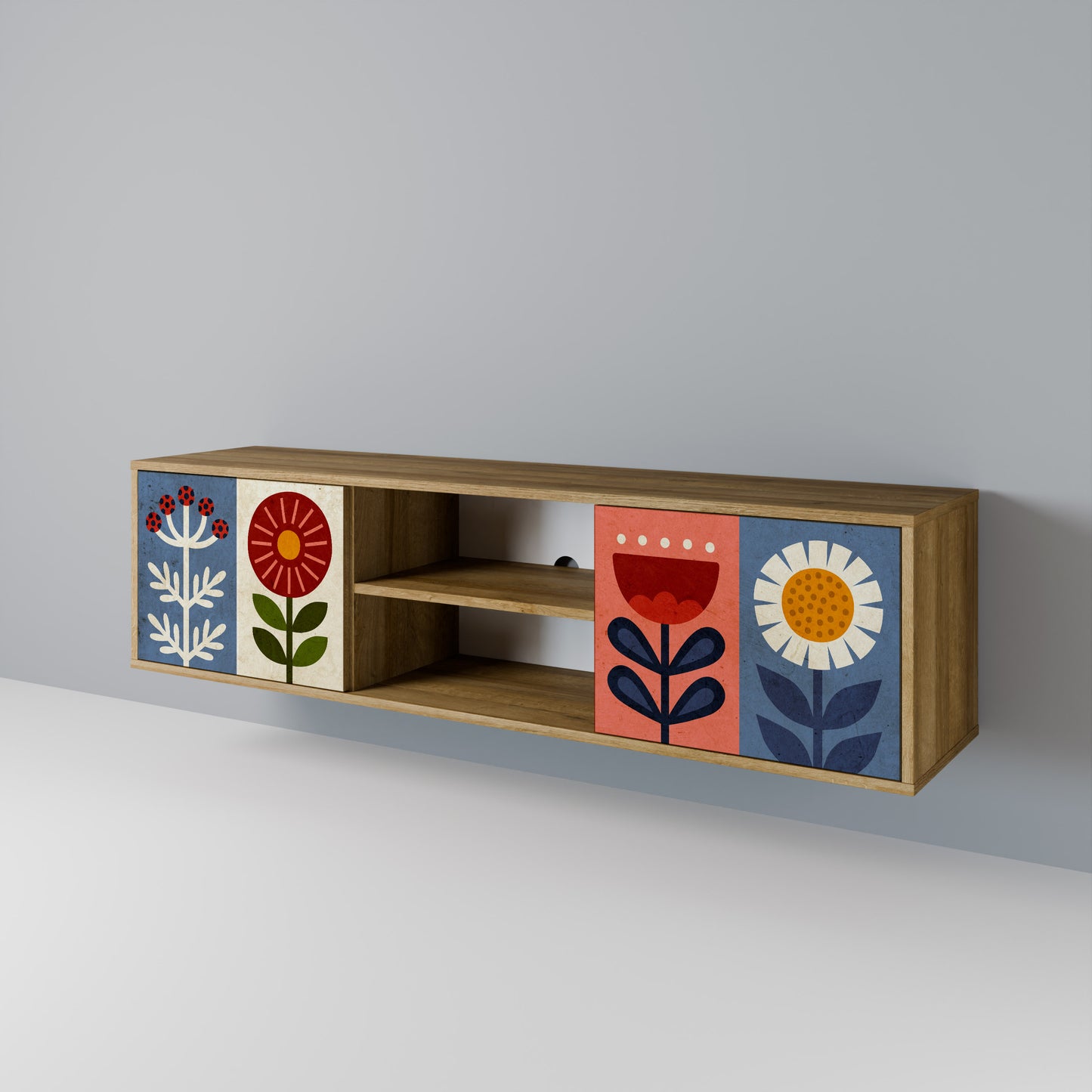 SCANDIC FLOWERET 2-Door TV Stand in Oak Effect