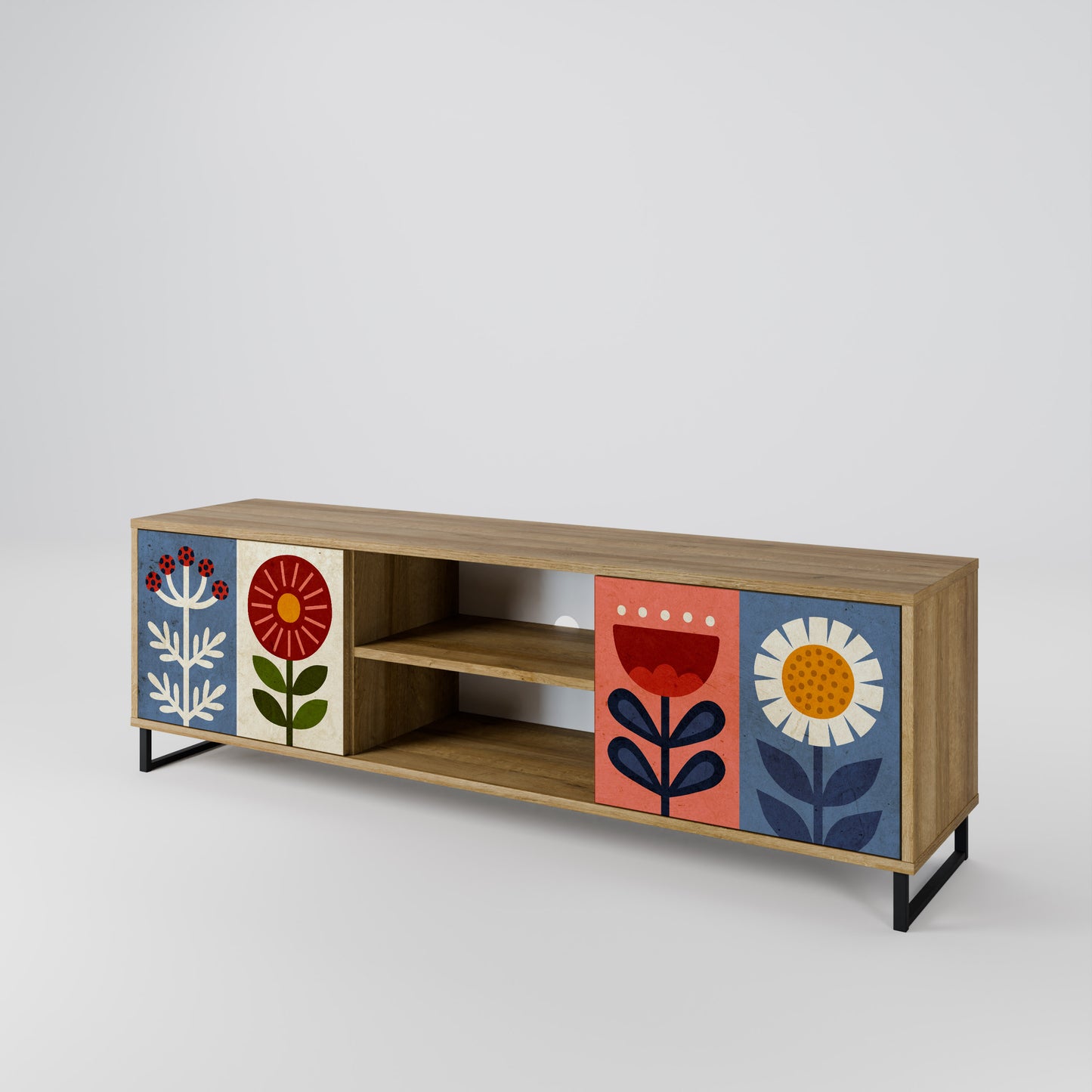 SCANDIC FLOWERET 2-Door TV Stand in Oak Effect