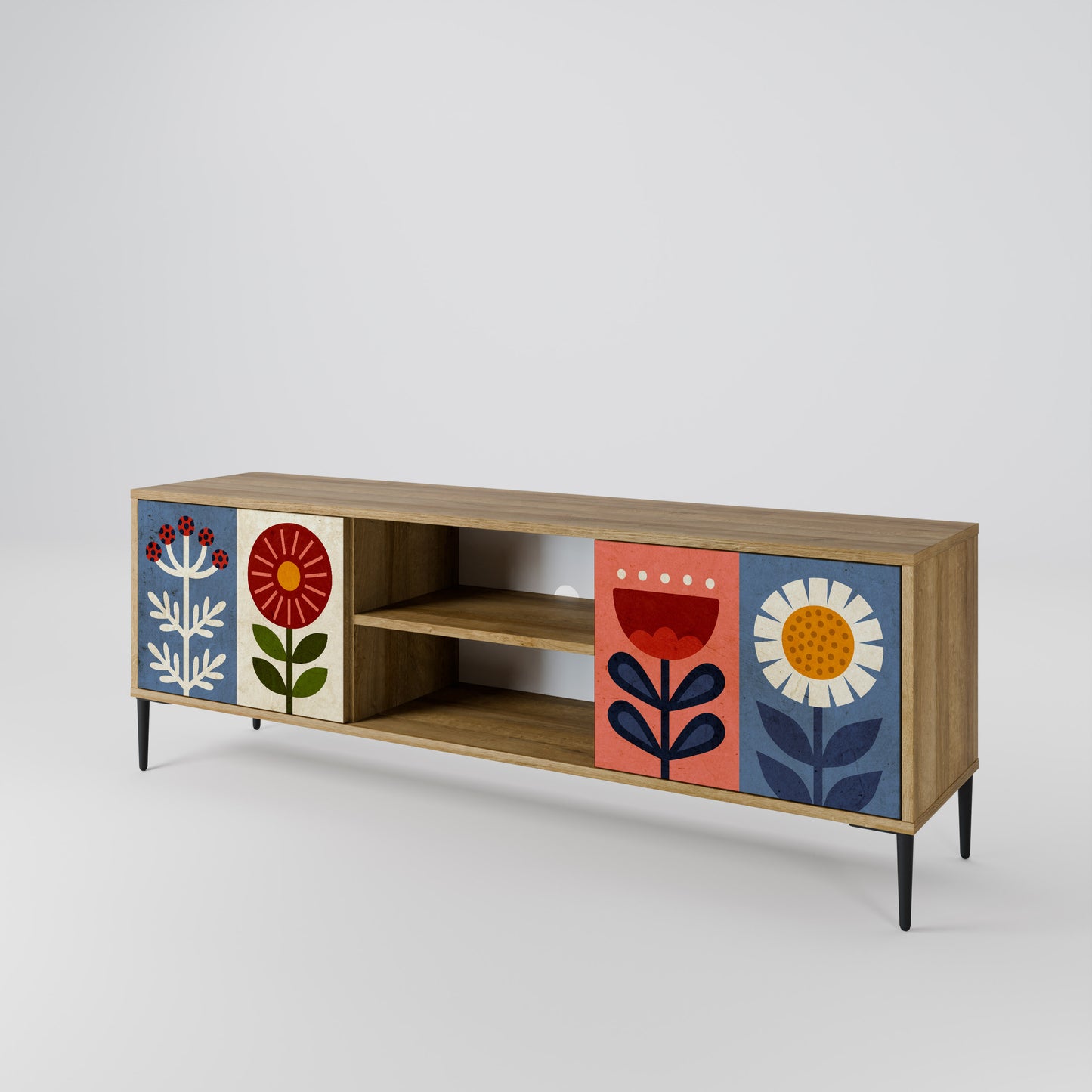 SCANDIC FLOWERET 2-Door TV Stand in Oak Effect