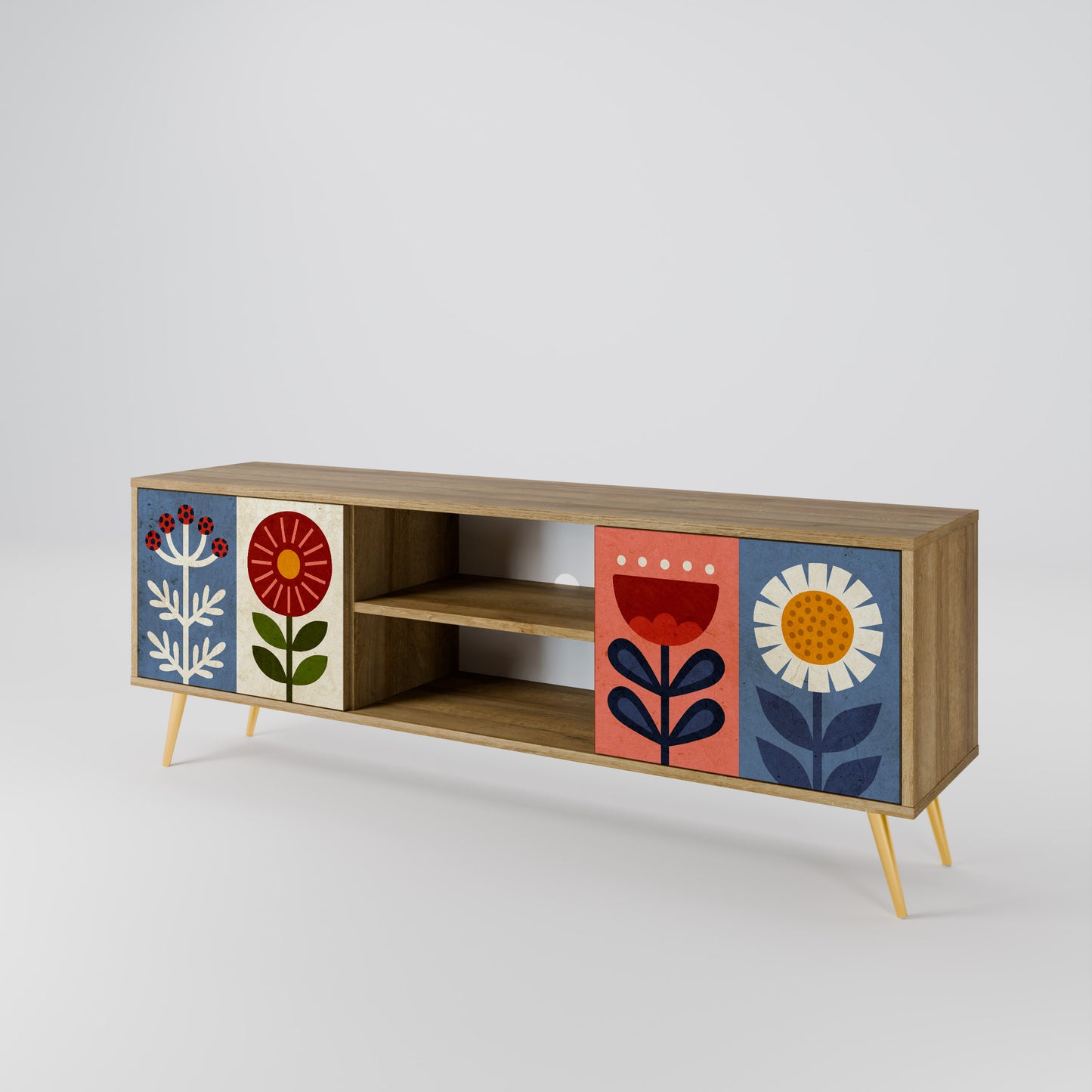 SCANDIC FLOWERET 2-Door TV Stand in Oak Effect