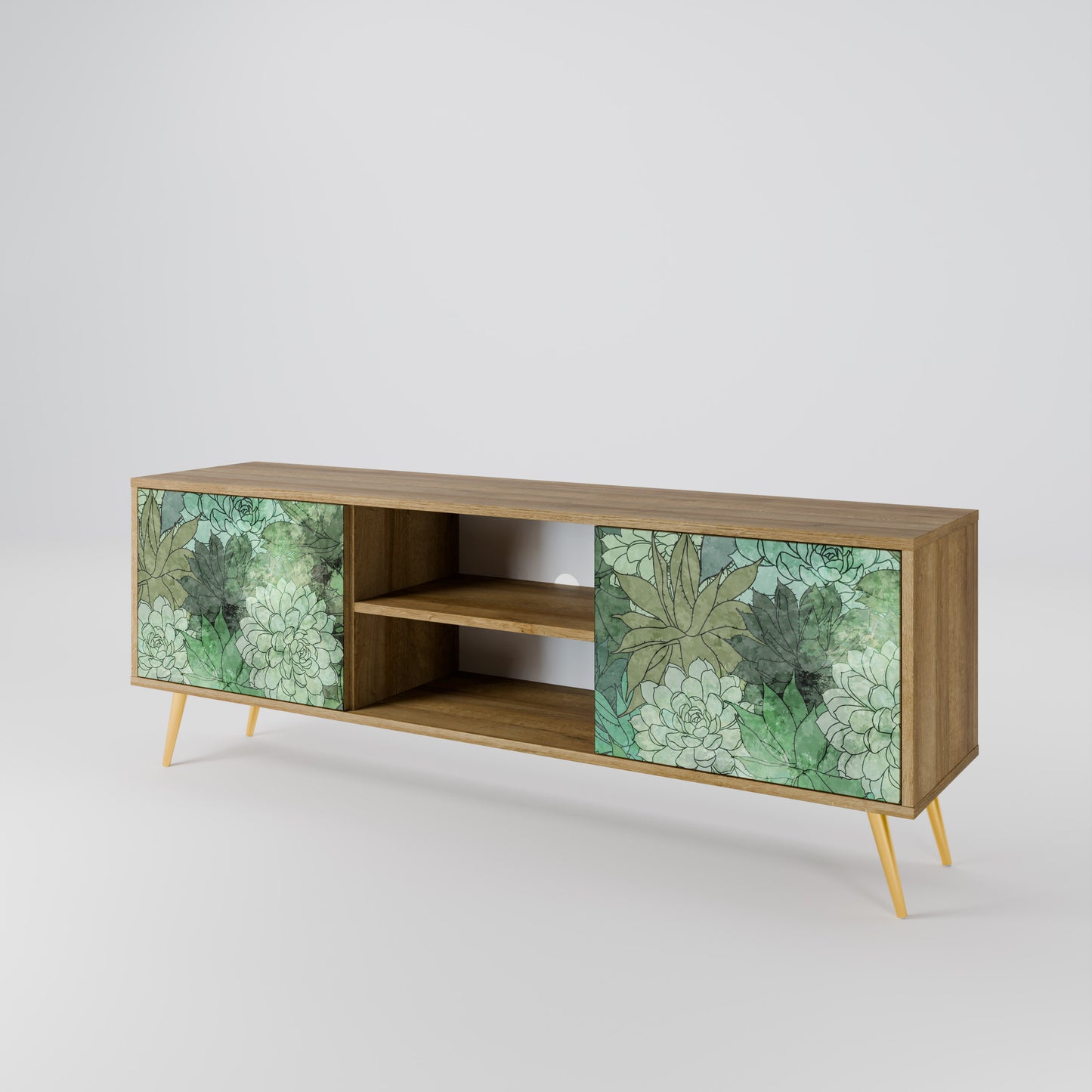 SUCCULENT CLUSTER 2-Door TV Stand in Oak Effect