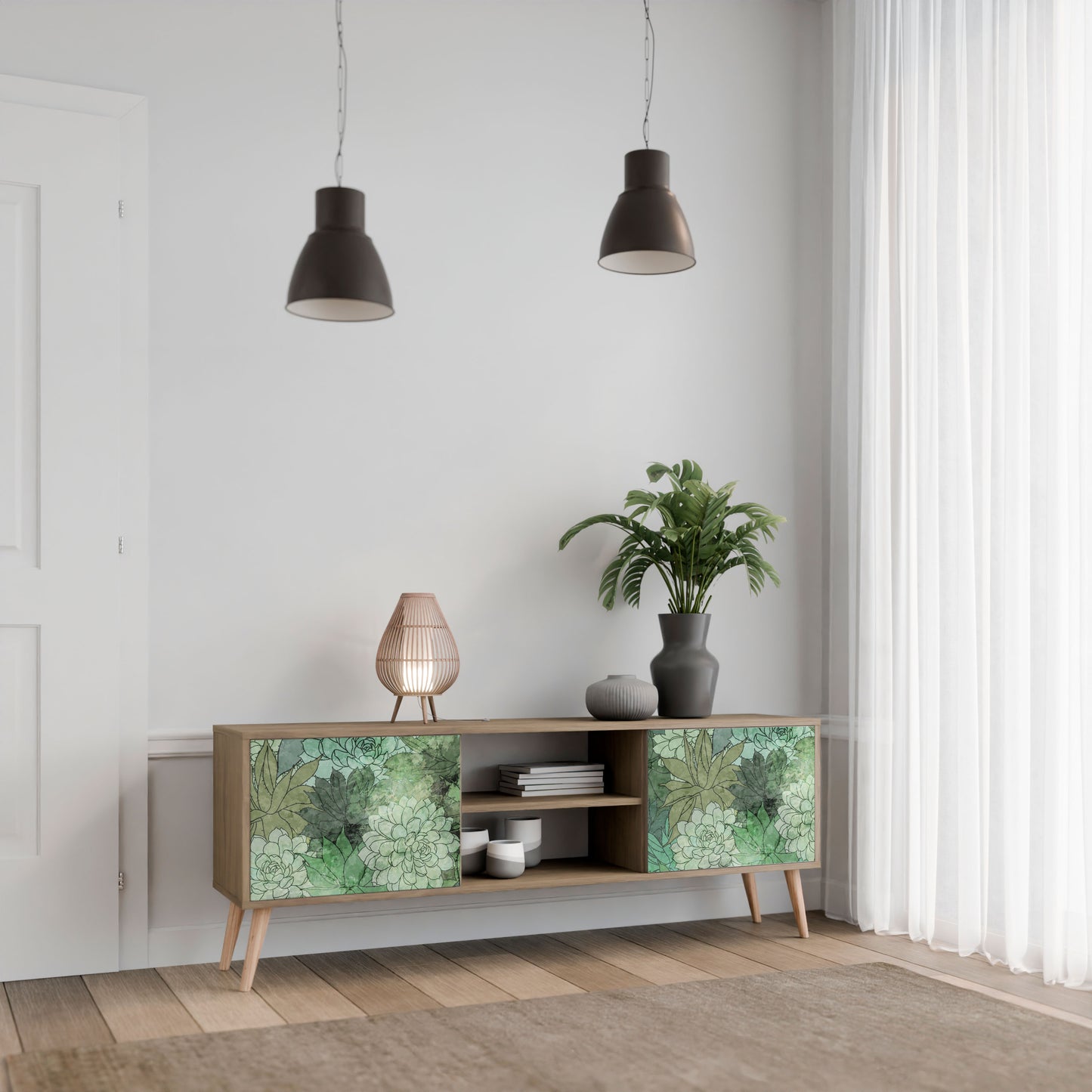 SUCCULENT CLUSTER 2-Door TV Stand in Oak Effect