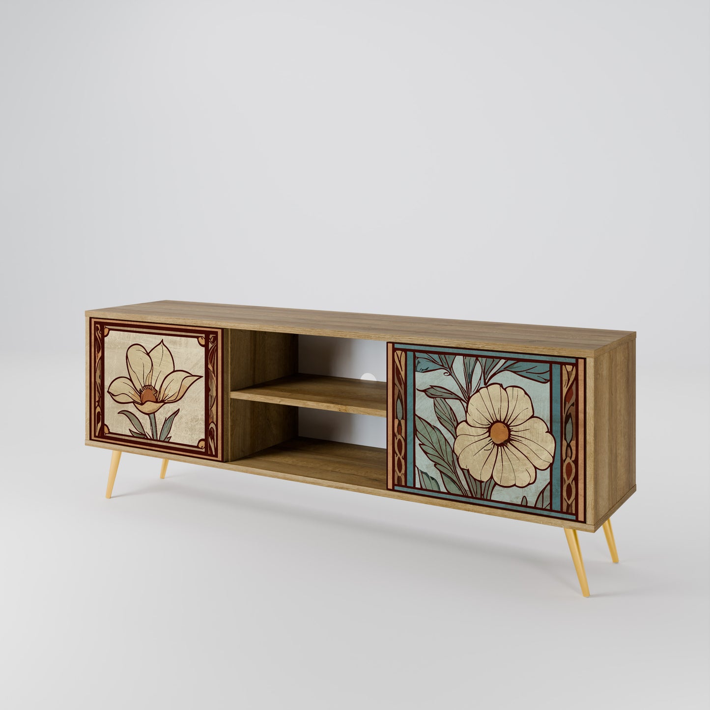 Mobile TV TIMELESS FLORA a 2 ante effetto rovere