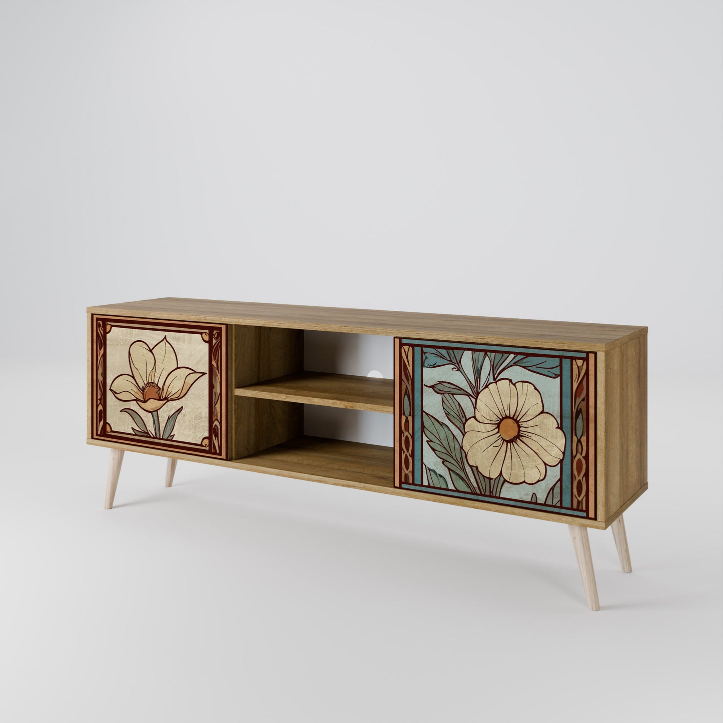 Mobile TV TIMELESS FLORA a 2 ante effetto rovere