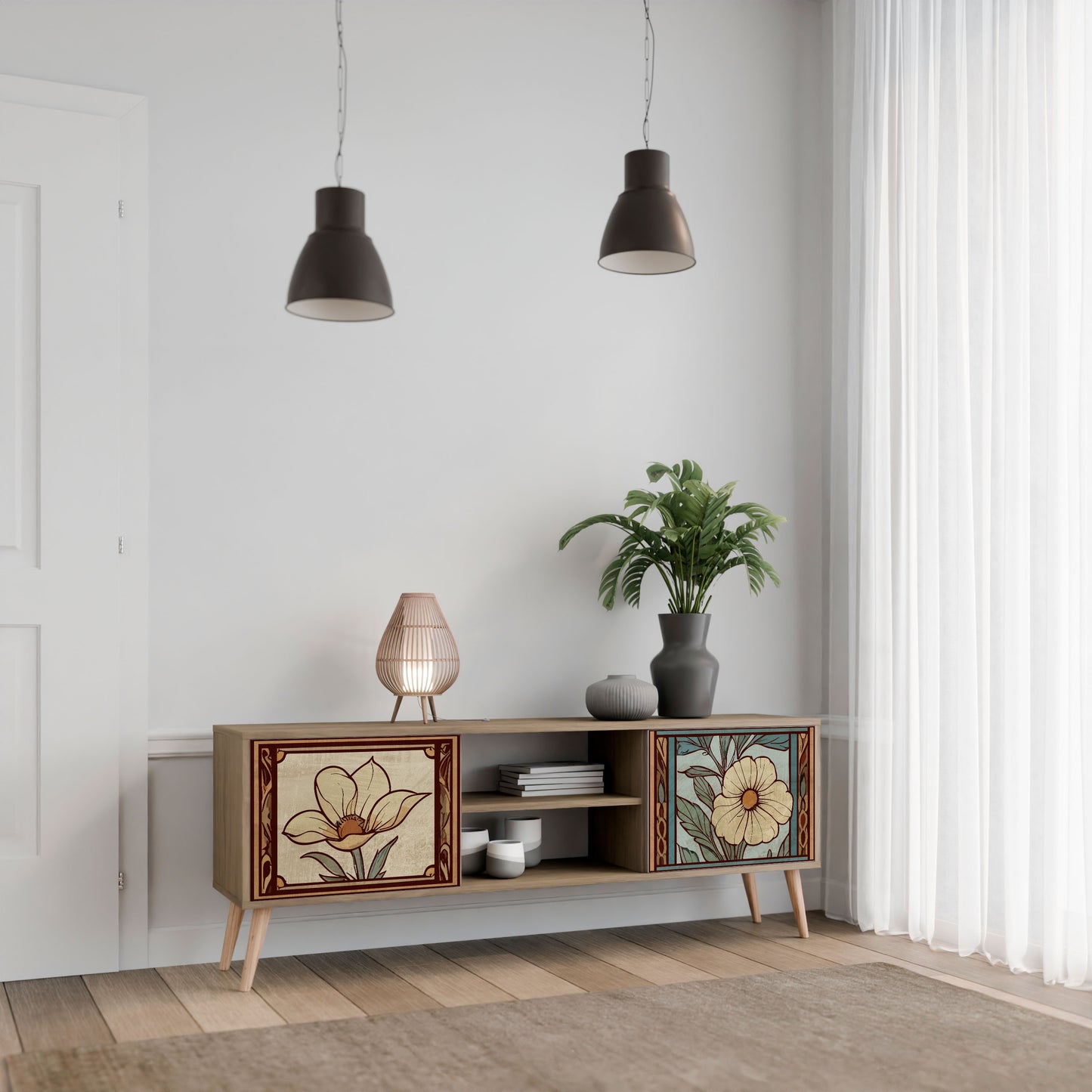 Mobile TV TIMELESS FLORA a 2 ante effetto rovere