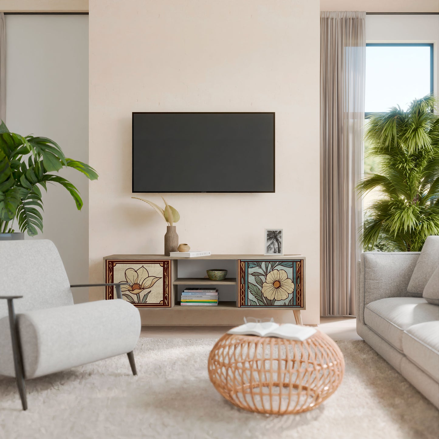 Mobile TV TIMELESS FLORA a 2 ante effetto rovere