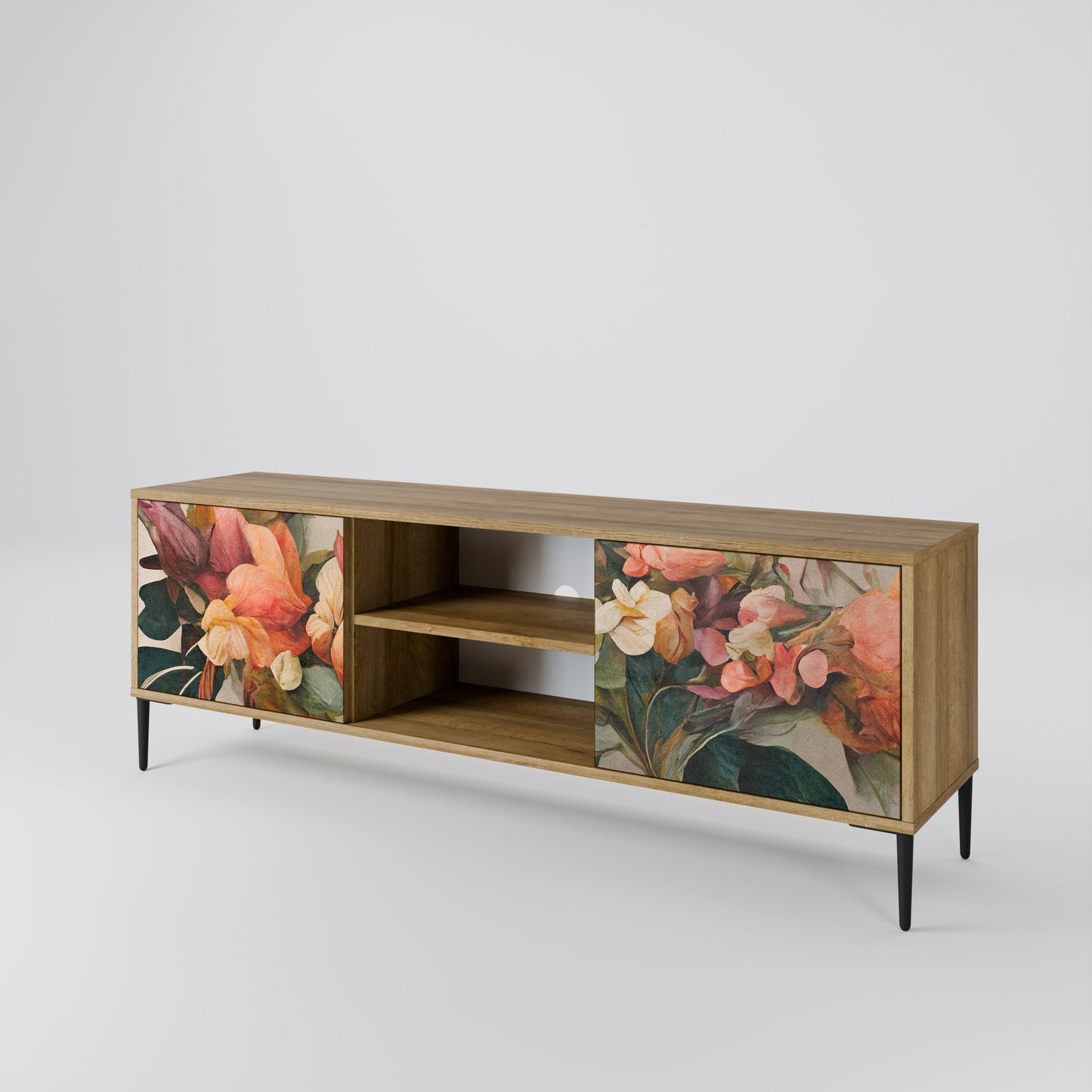 STYLISH BEAUTY 2-Door TV Stand in Oak Effect