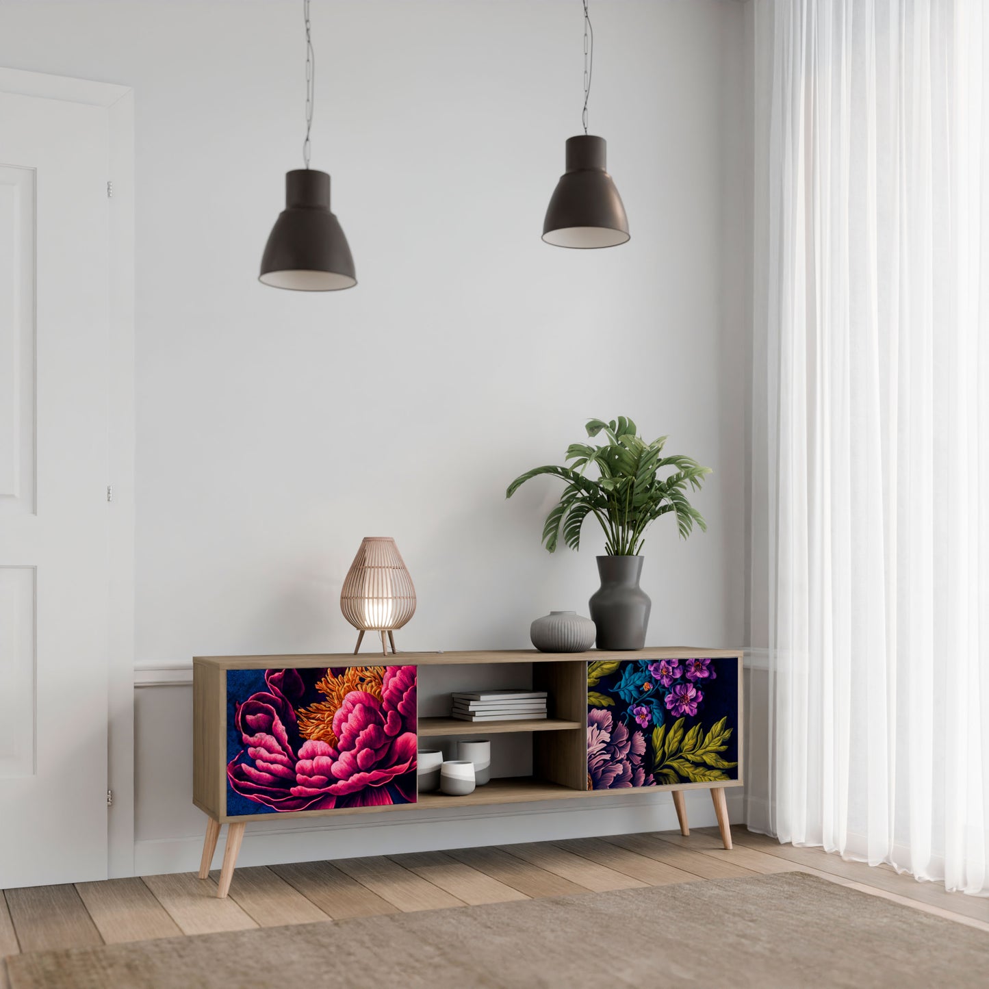 Mobile TV BLOOMING ELEGANCE a 2 ante in effetto rovere