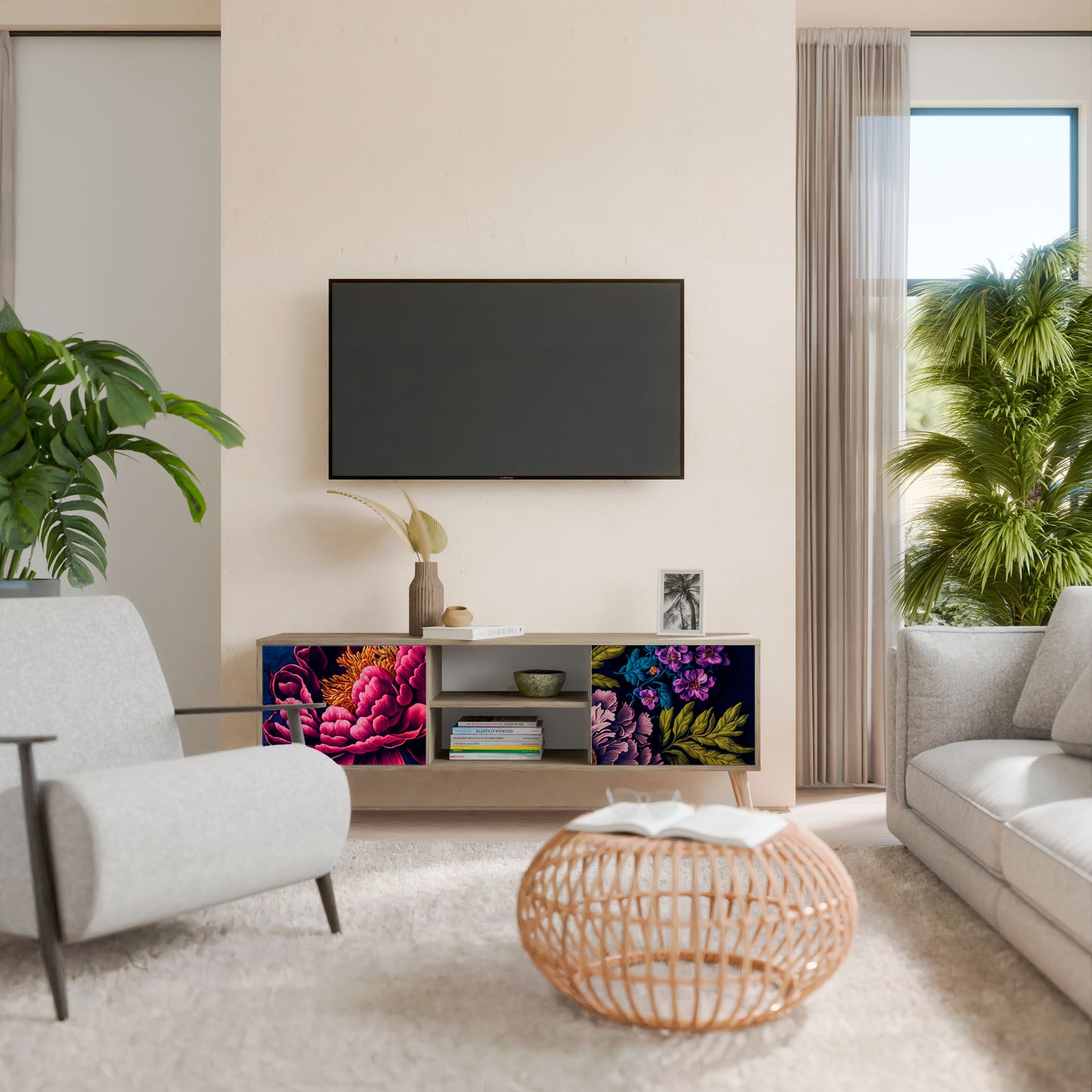 Mobile TV BLOOMING ELEGANCE a 2 ante in effetto rovere
