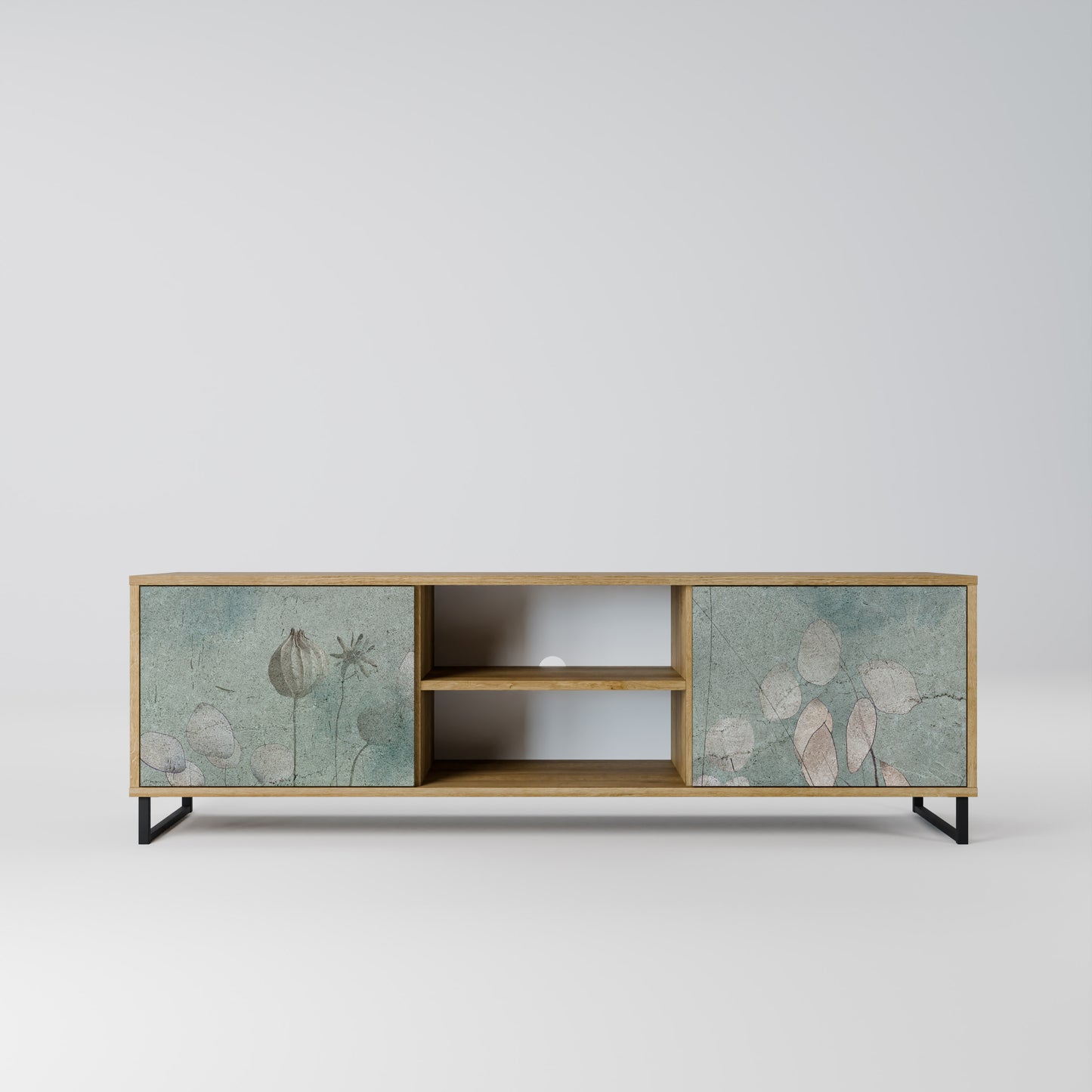 NIGHT LADY 2-Door TV Stand in Oak Effect