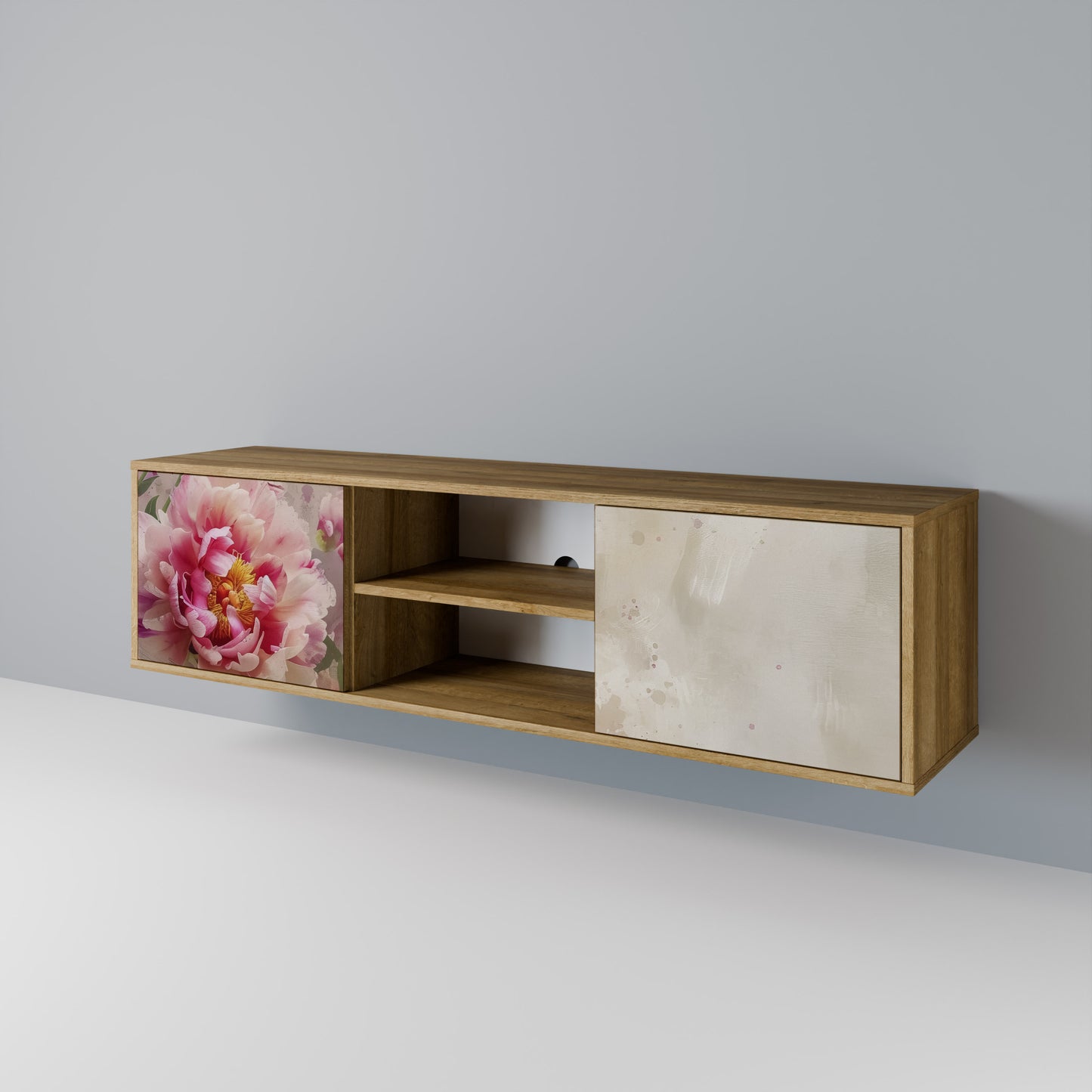 PEONY WHISPER 2-Door TV Stand in Oak Effect