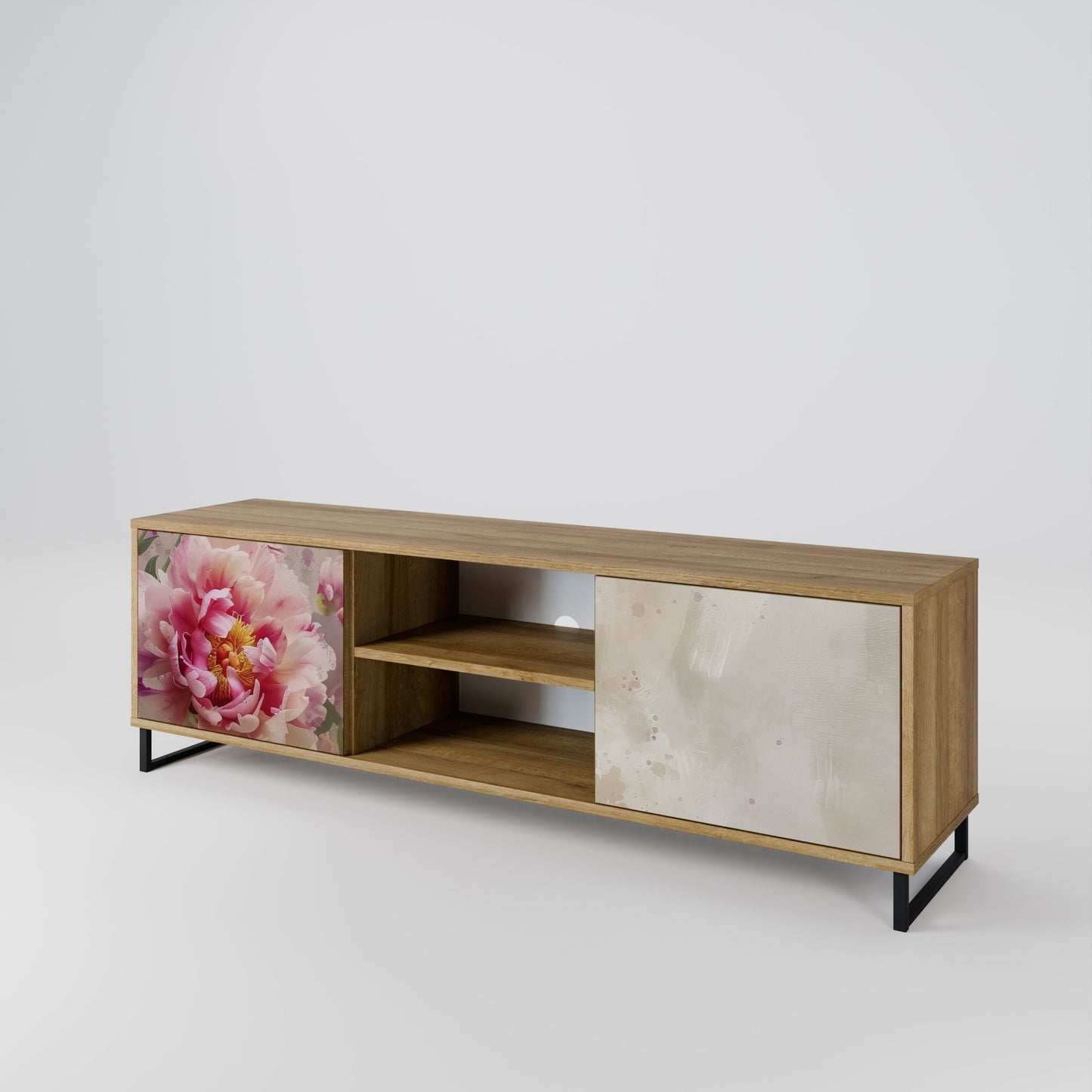 PEONY WHISPER 2-Door TV Stand in Oak Effect