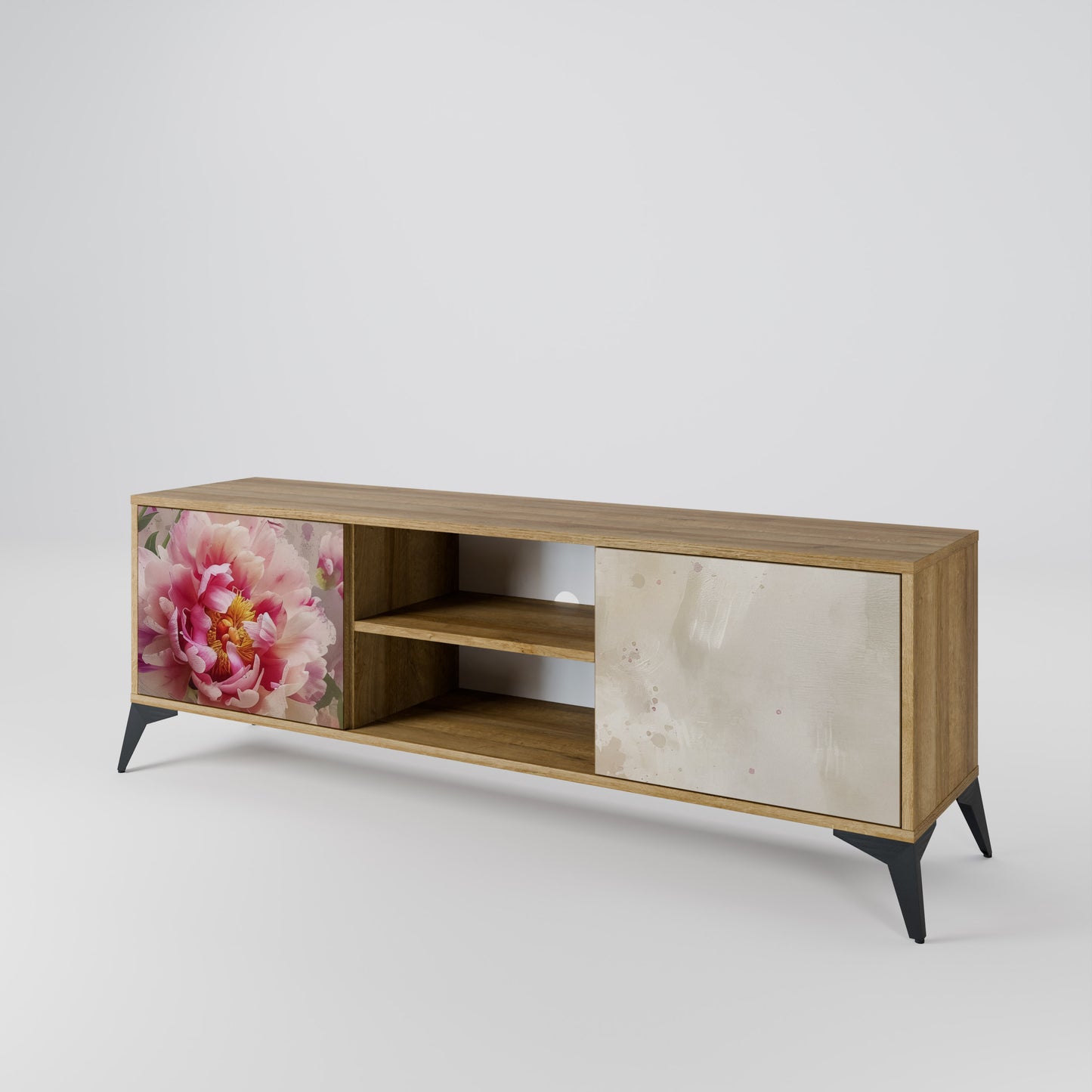 PEONY WHISPER 2-Door TV Stand in Oak Effect