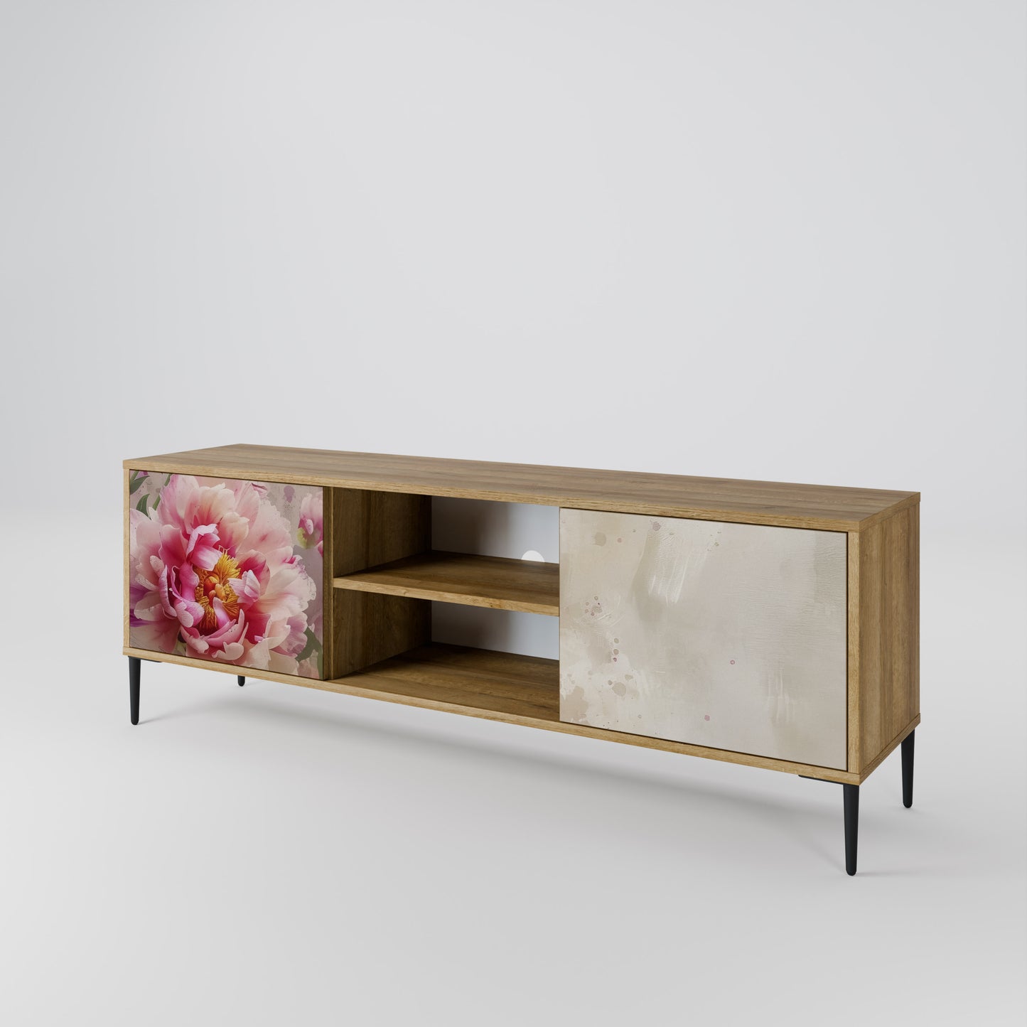 PEONY WHISPER 2-Door TV Stand in Oak Effect