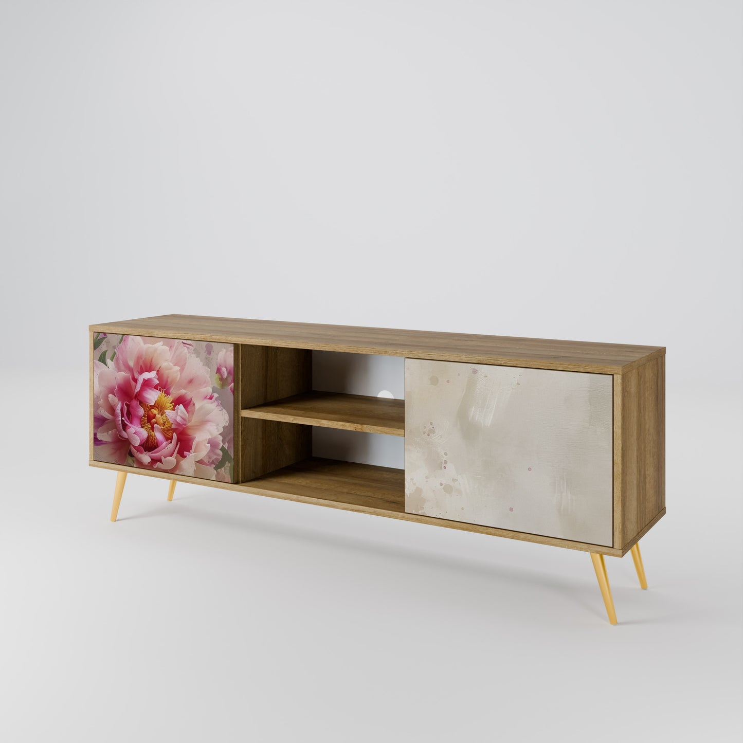 PEONY WHISPER 2-Door TV Stand in Oak Effect