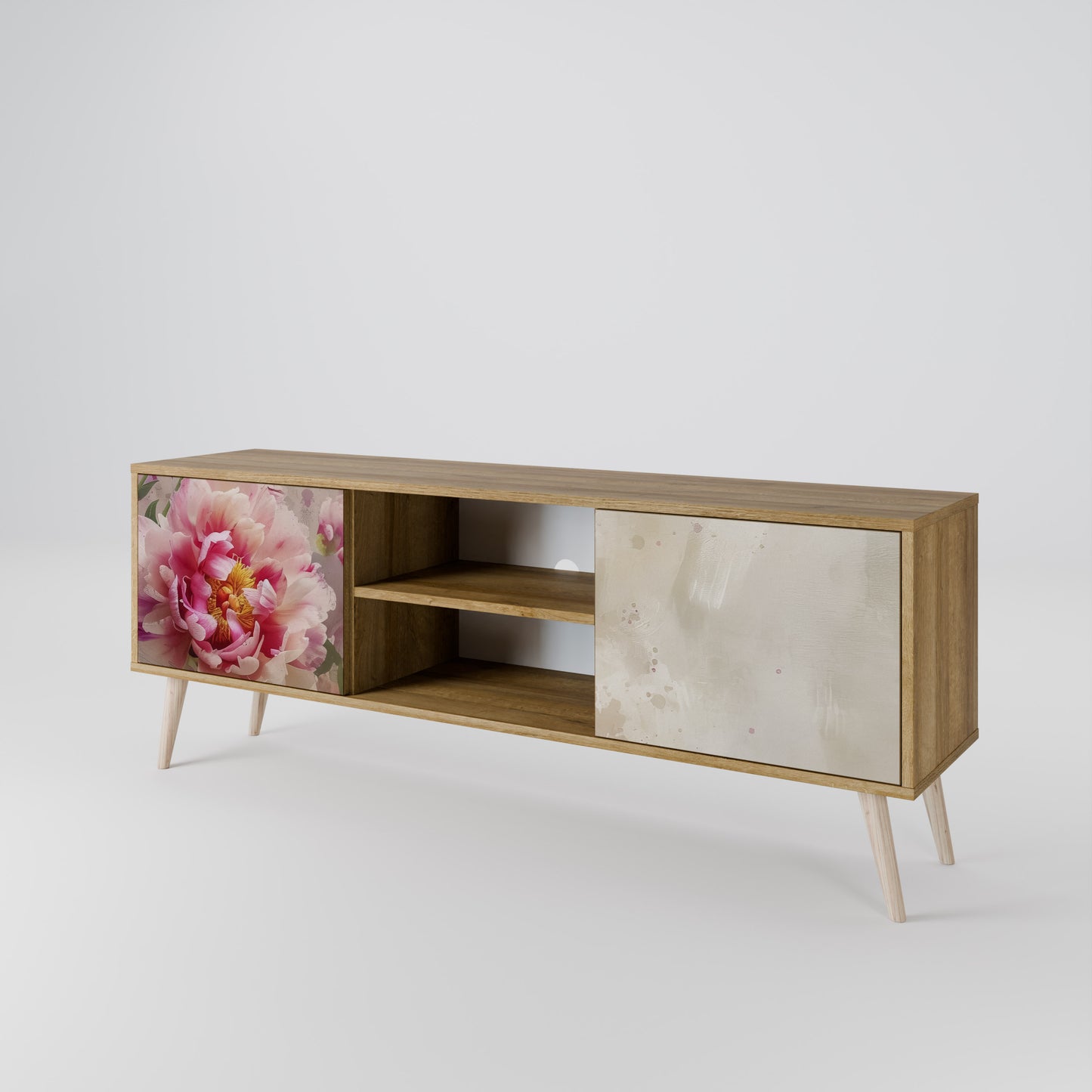 PEONY WHISPER 2-Door TV Stand in Oak Effect