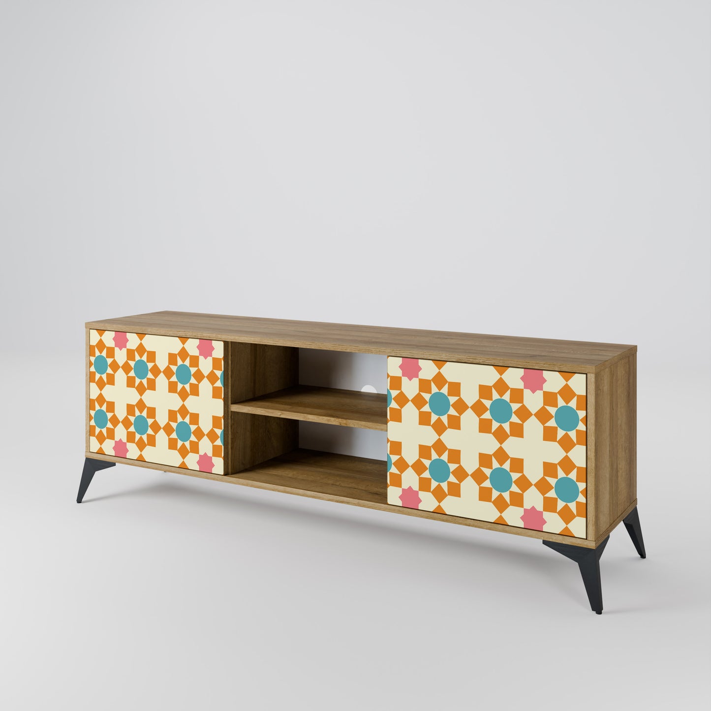 Mobile TV a 2 ante FLORAL DECOR in effetto rovere