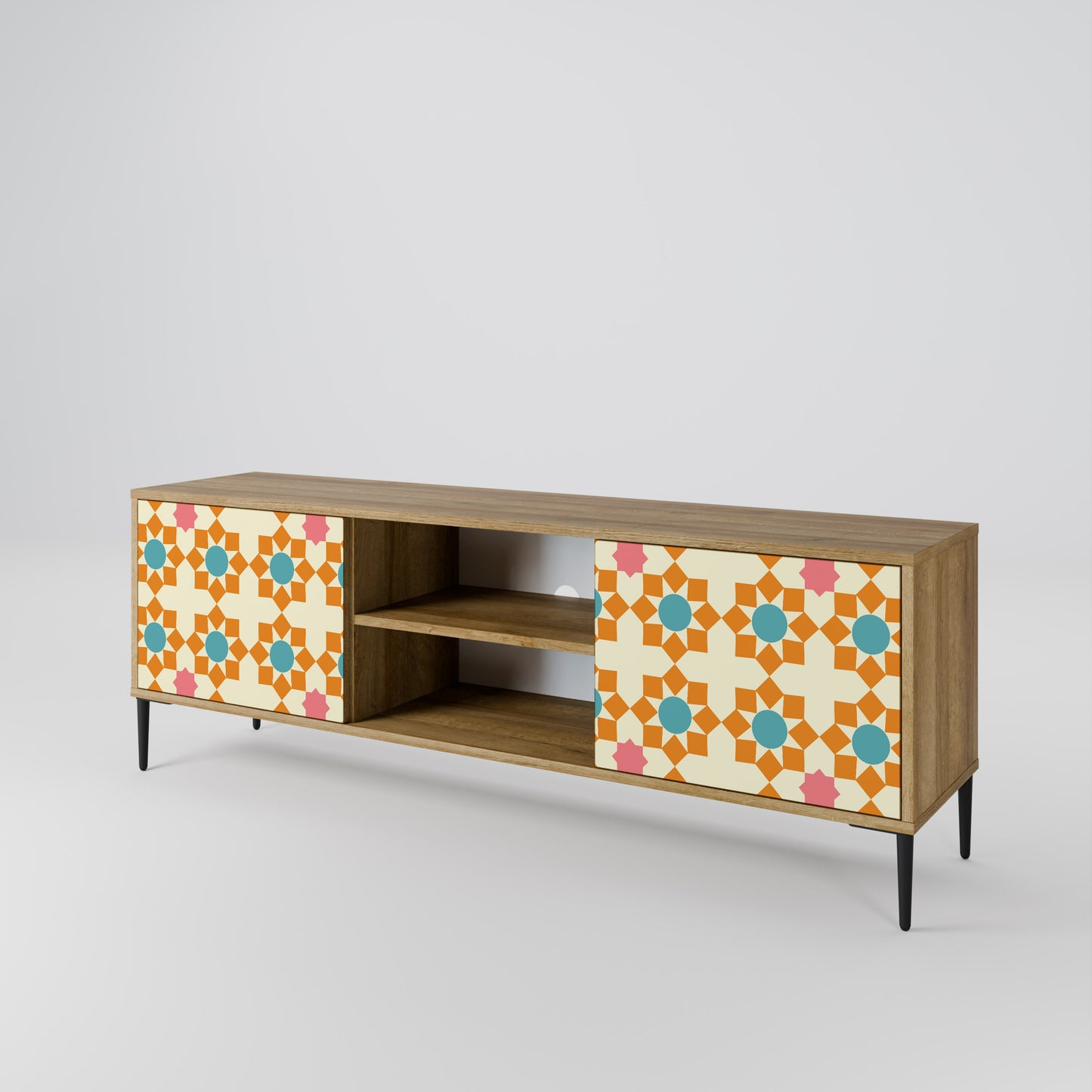 Mobile TV a 2 ante FLORAL DECOR in effetto rovere