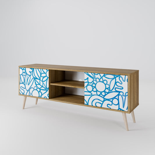 BLOOMY MORNING 2-Door TV Stand in Oak Effect