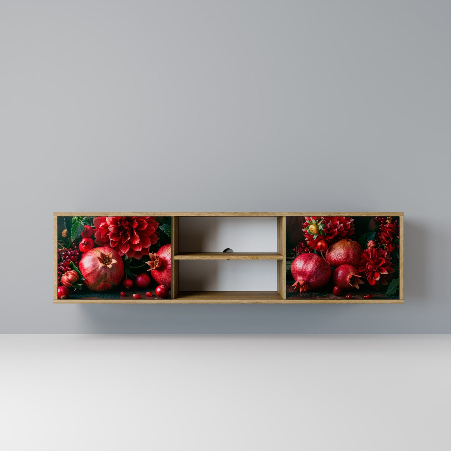 Mobile TV a 2 ante DAHLIAS AND POMEGRANATES in effetto rovere