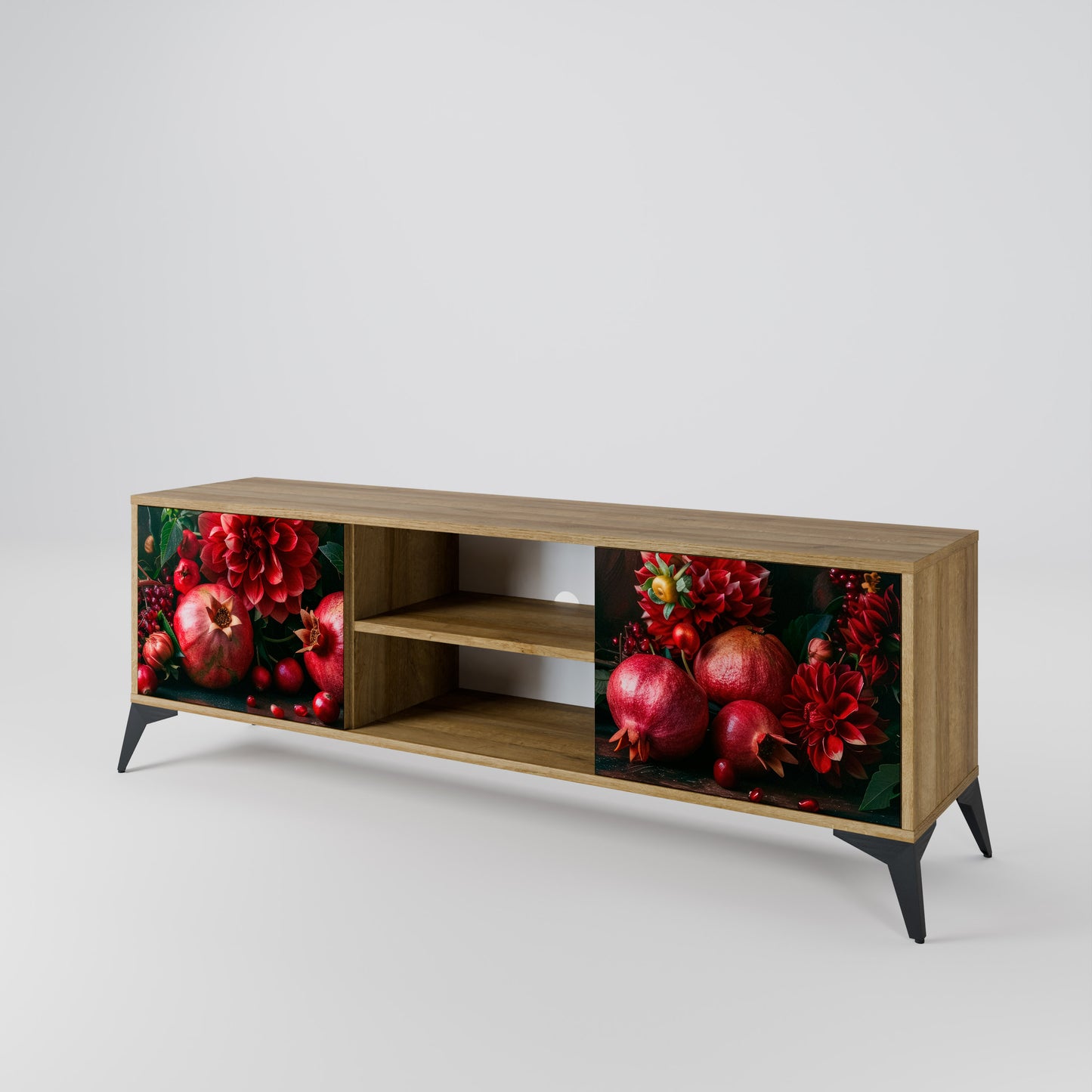 Mobile TV a 2 ante DAHLIAS AND POMEGRANATES in effetto rovere