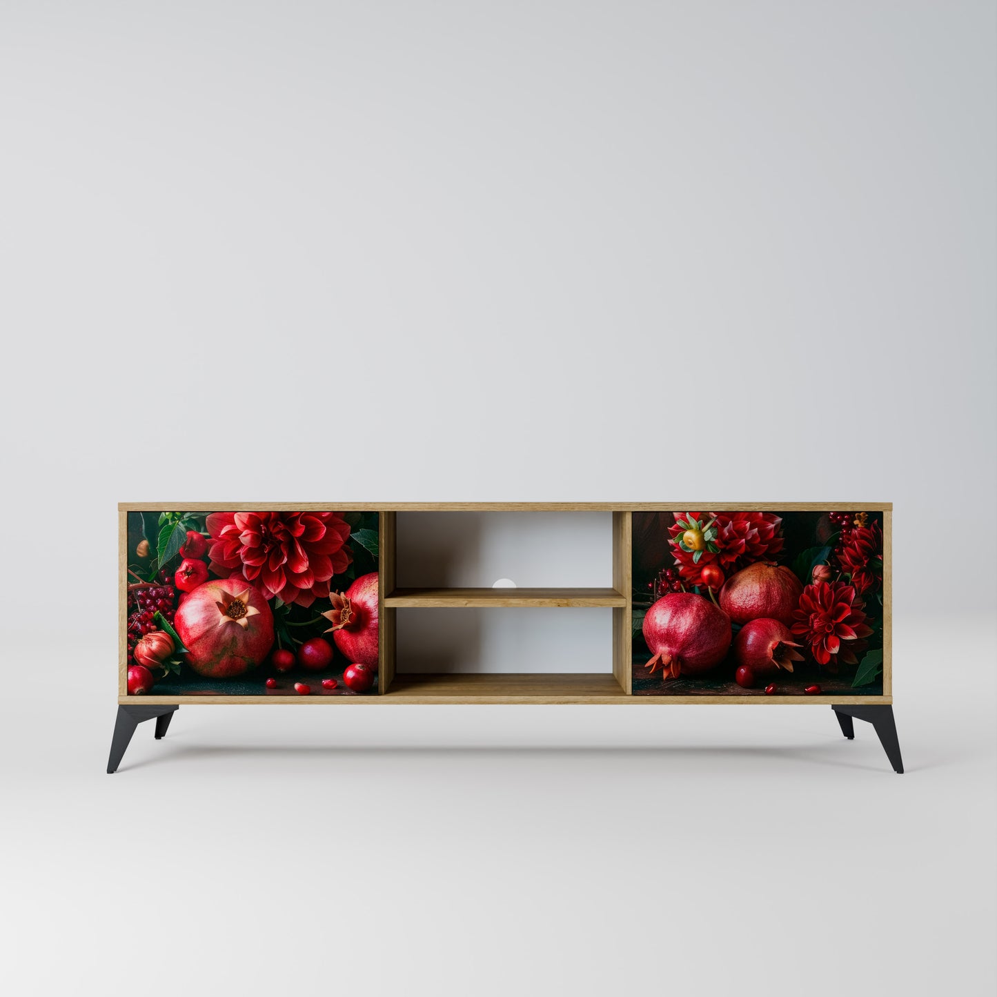 Mobile TV a 2 ante DAHLIAS AND POMEGRANATES in effetto rovere