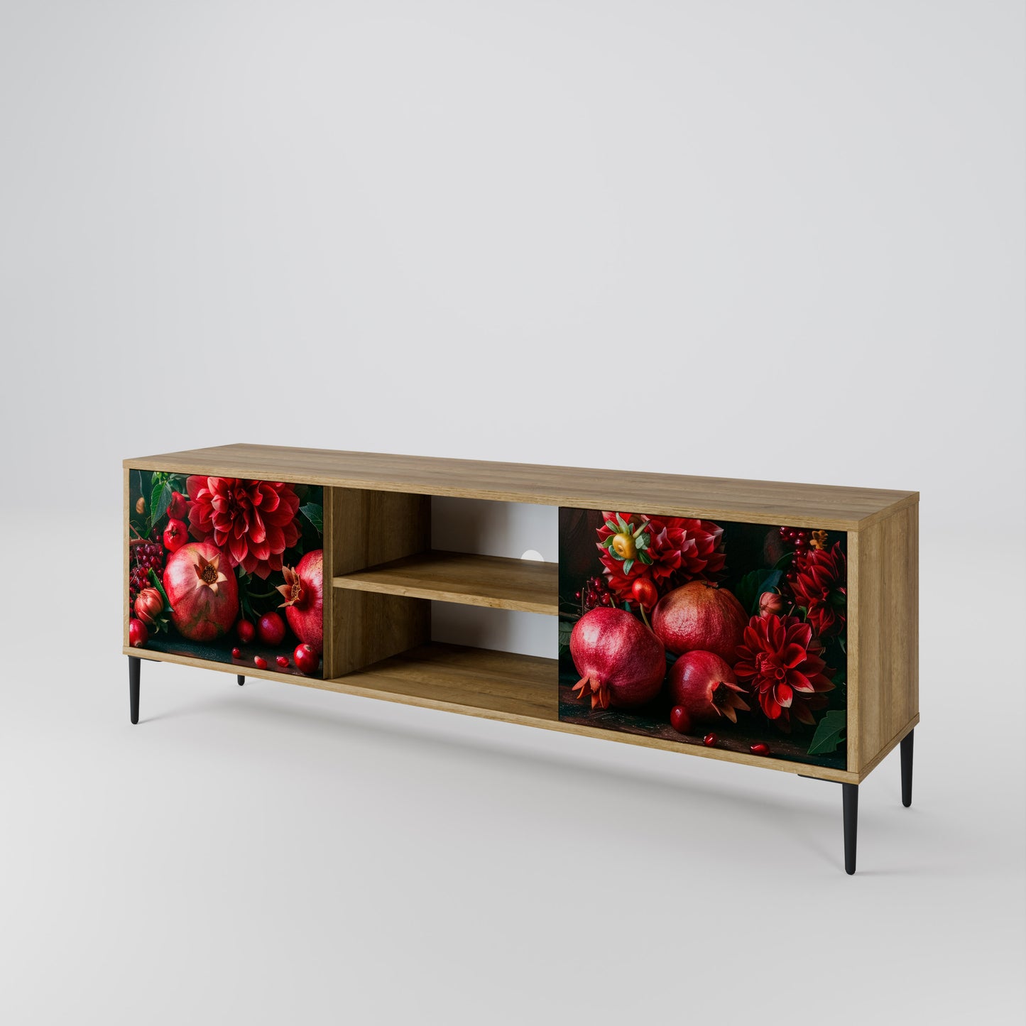 Mobile TV a 2 ante DAHLIAS AND POMEGRANATES in effetto rovere