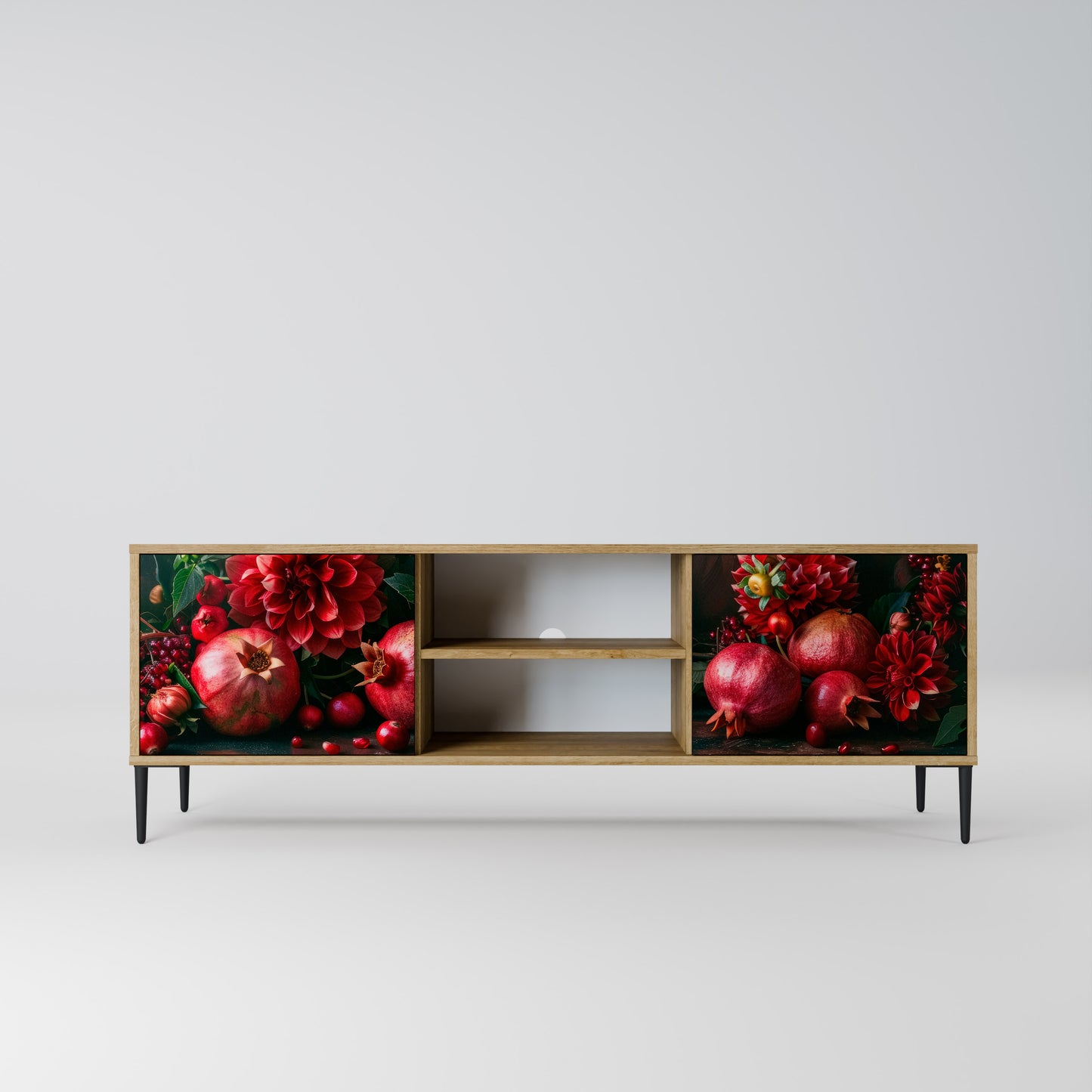 Mobile TV a 2 ante DAHLIAS AND POMEGRANATES in effetto rovere