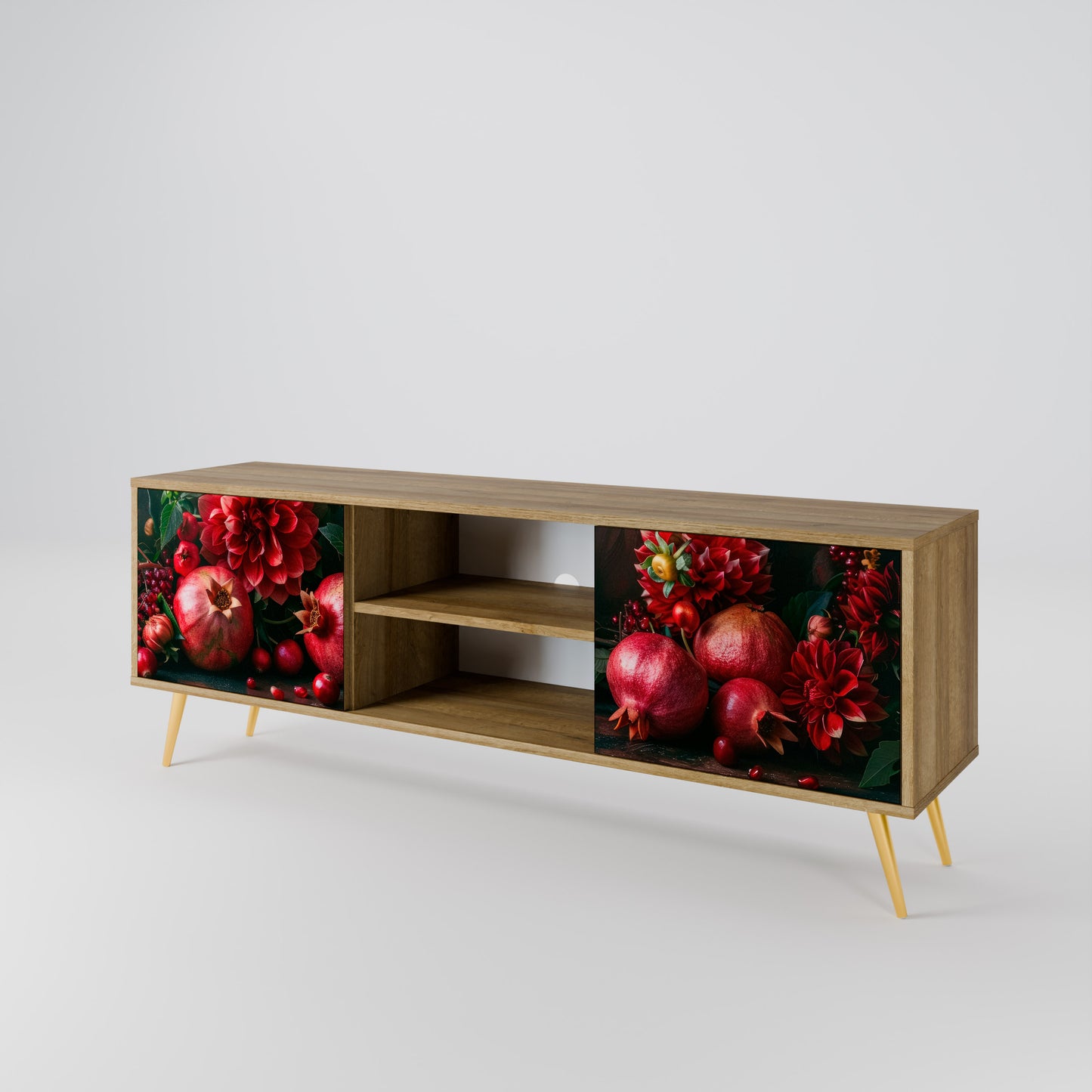 Mobile TV a 2 ante DAHLIAS AND POMEGRANATES in effetto rovere