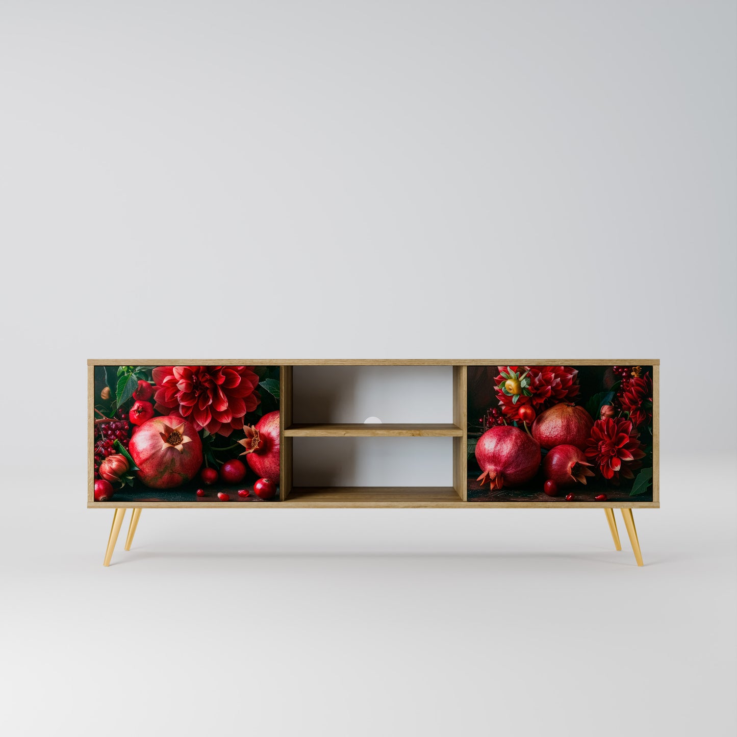 Mobile TV a 2 ante DAHLIAS AND POMEGRANATES in effetto rovere