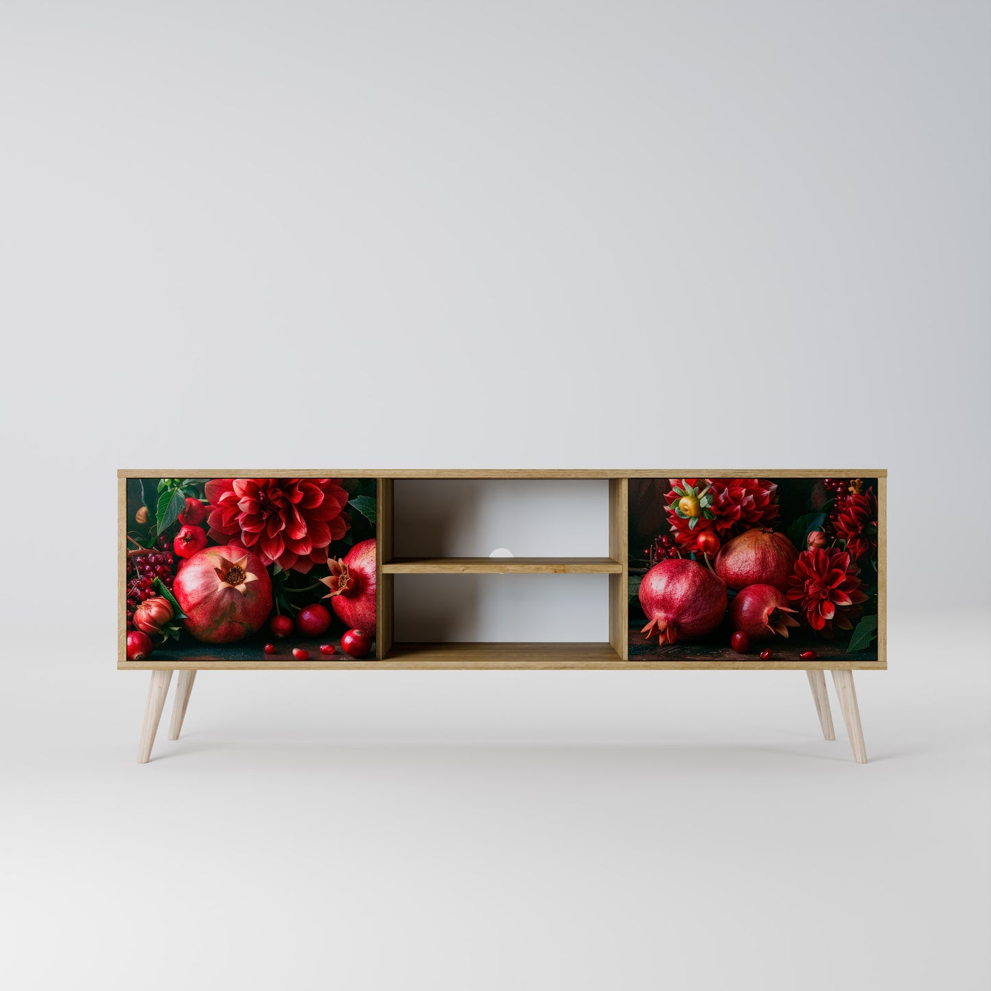 Mobile TV a 2 ante DAHLIAS AND POMEGRANATES in effetto rovere