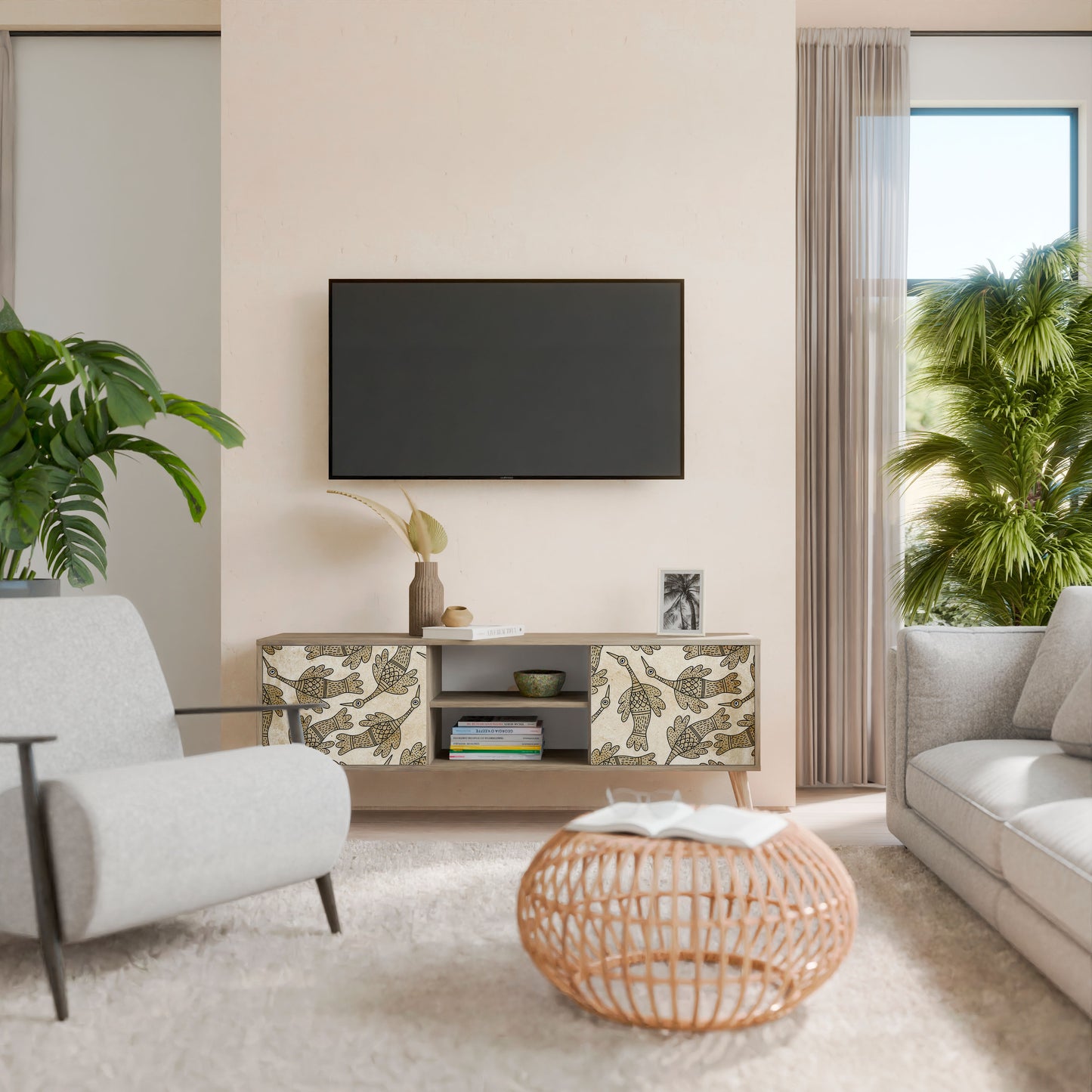 Mobile TV ALMONDINE SONGBIRD a 2 ante in effetto rovere