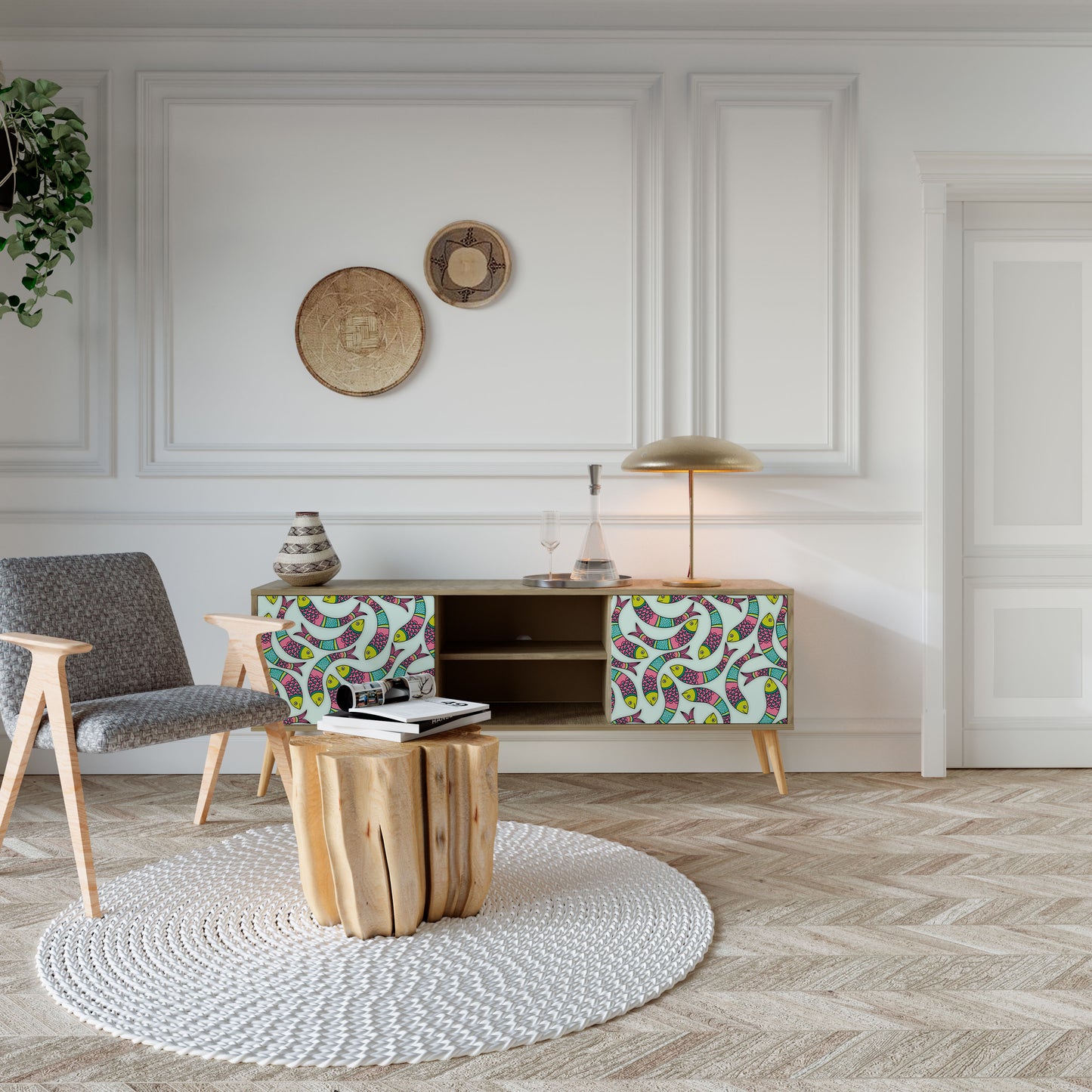 Mobile TV INDIAN FISH a 2 ante effetto rovere