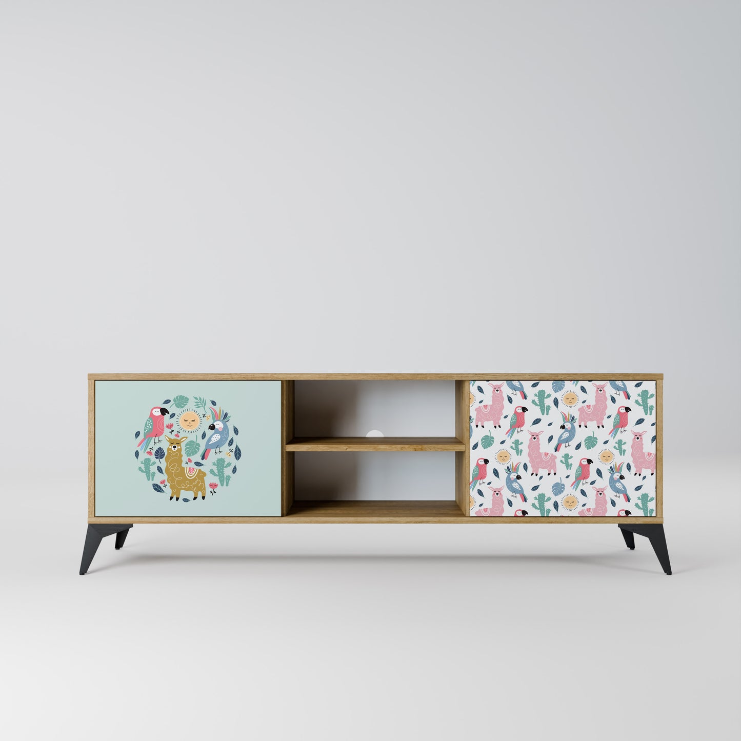 Mobile TV a 2 ante COLORFUL ALPACAS in effetto rovere