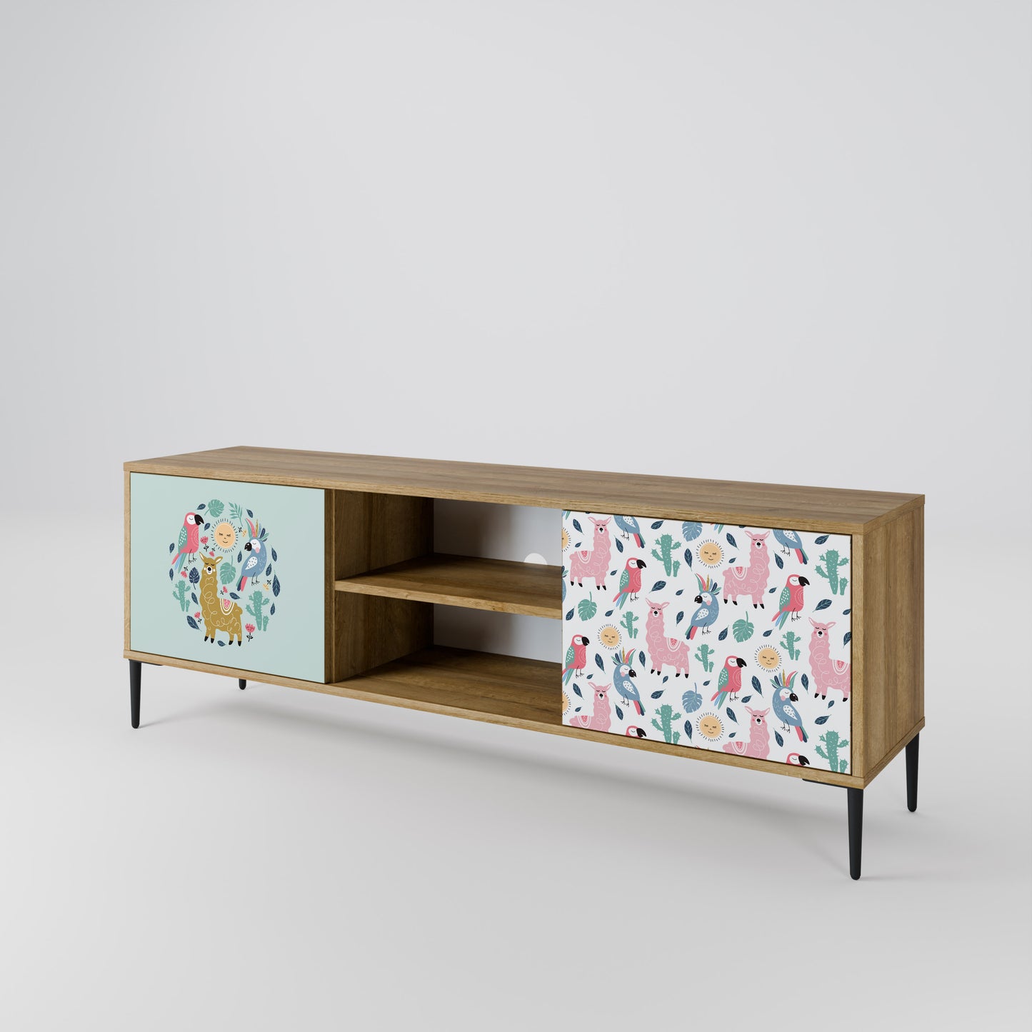 Mobile TV a 2 ante COLORFUL ALPACAS in effetto rovere