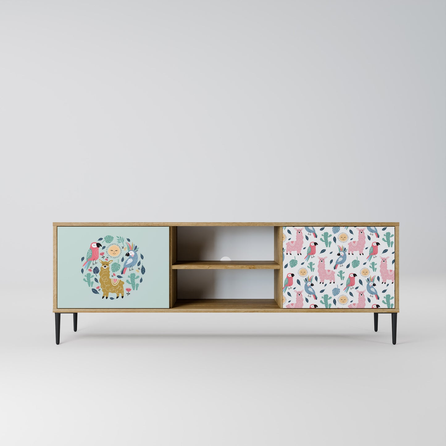 Mobile TV a 2 ante COLORFUL ALPACAS in effetto rovere