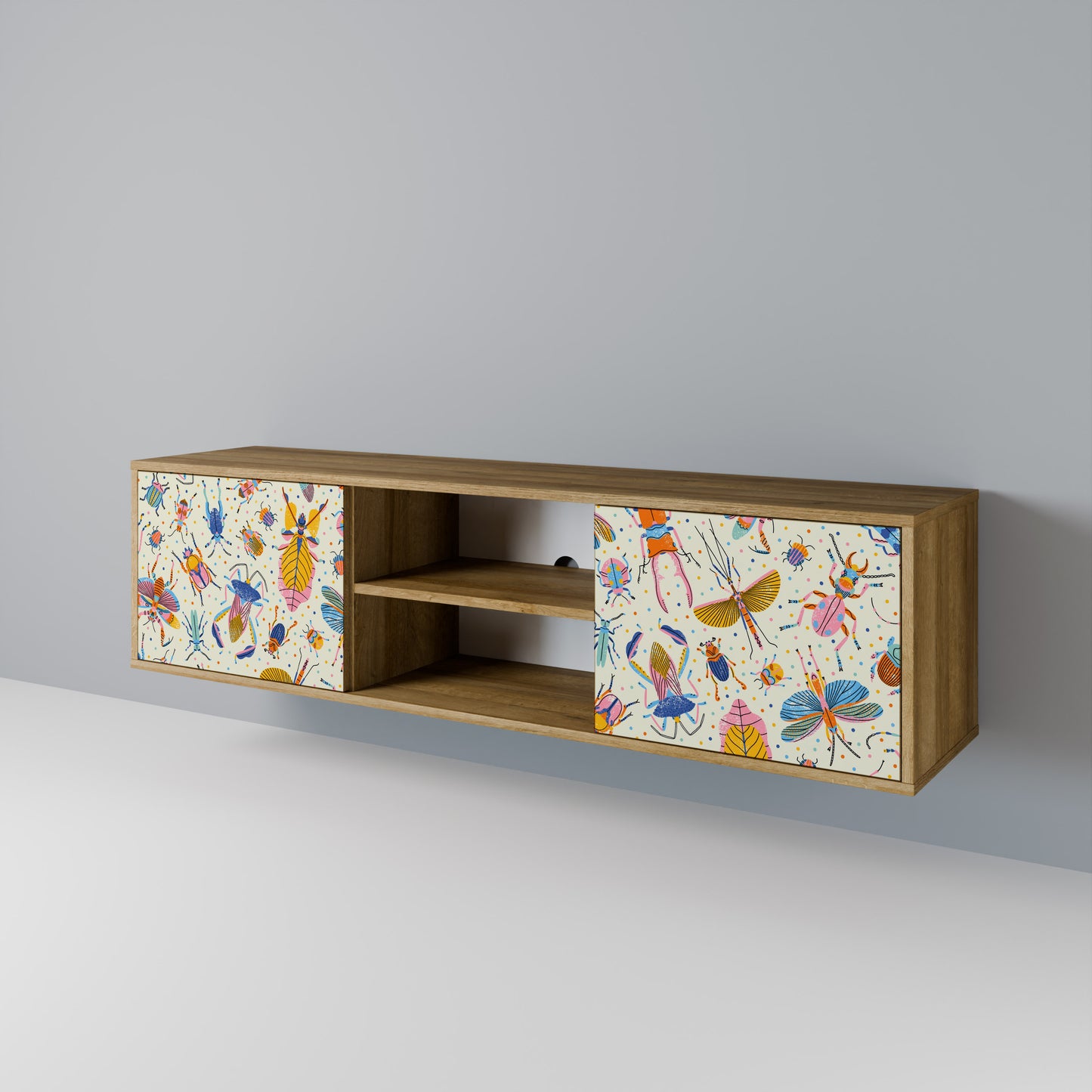 Mobile TV a 2 ante COLORFUL INSETTI in effetto rovere