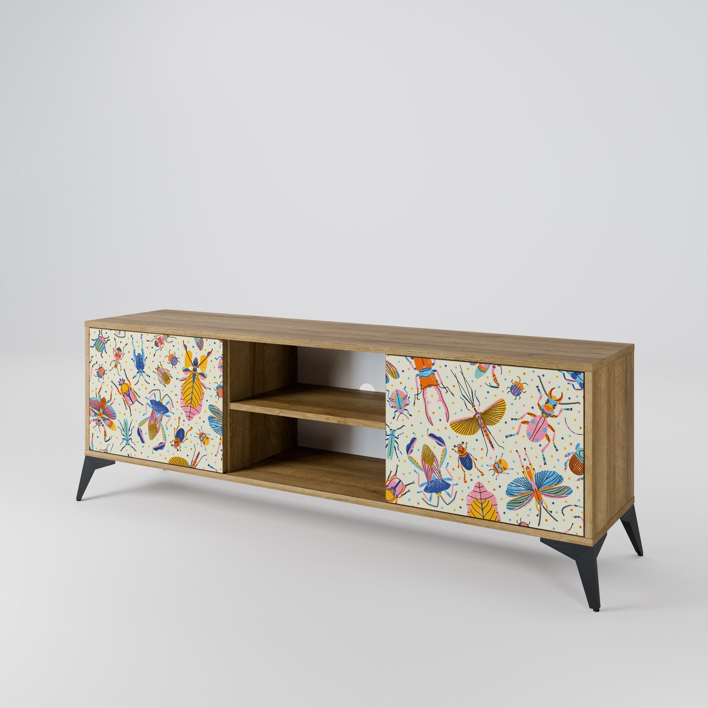 Mobile TV a 2 ante COLORFUL INSETTI in effetto rovere
