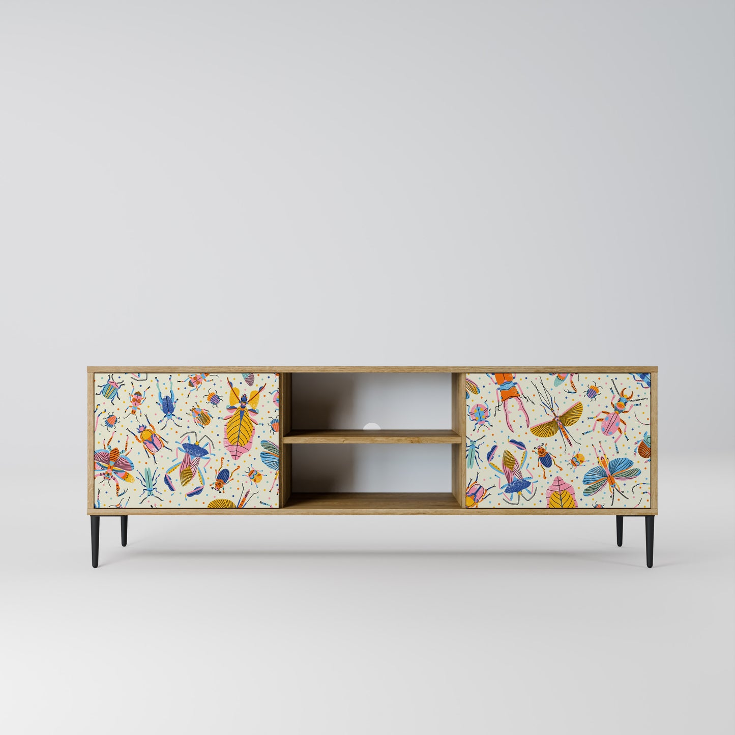 Mobile TV a 2 ante COLORFUL INSETTI in effetto rovere