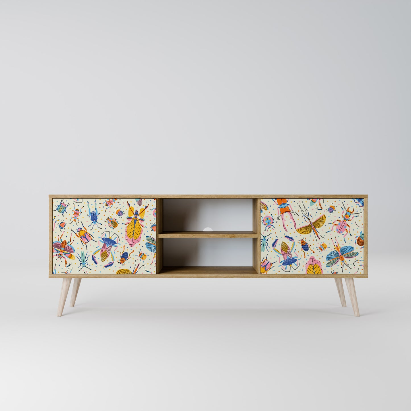 Mobile TV a 2 ante COLORFUL INSETTI in effetto rovere